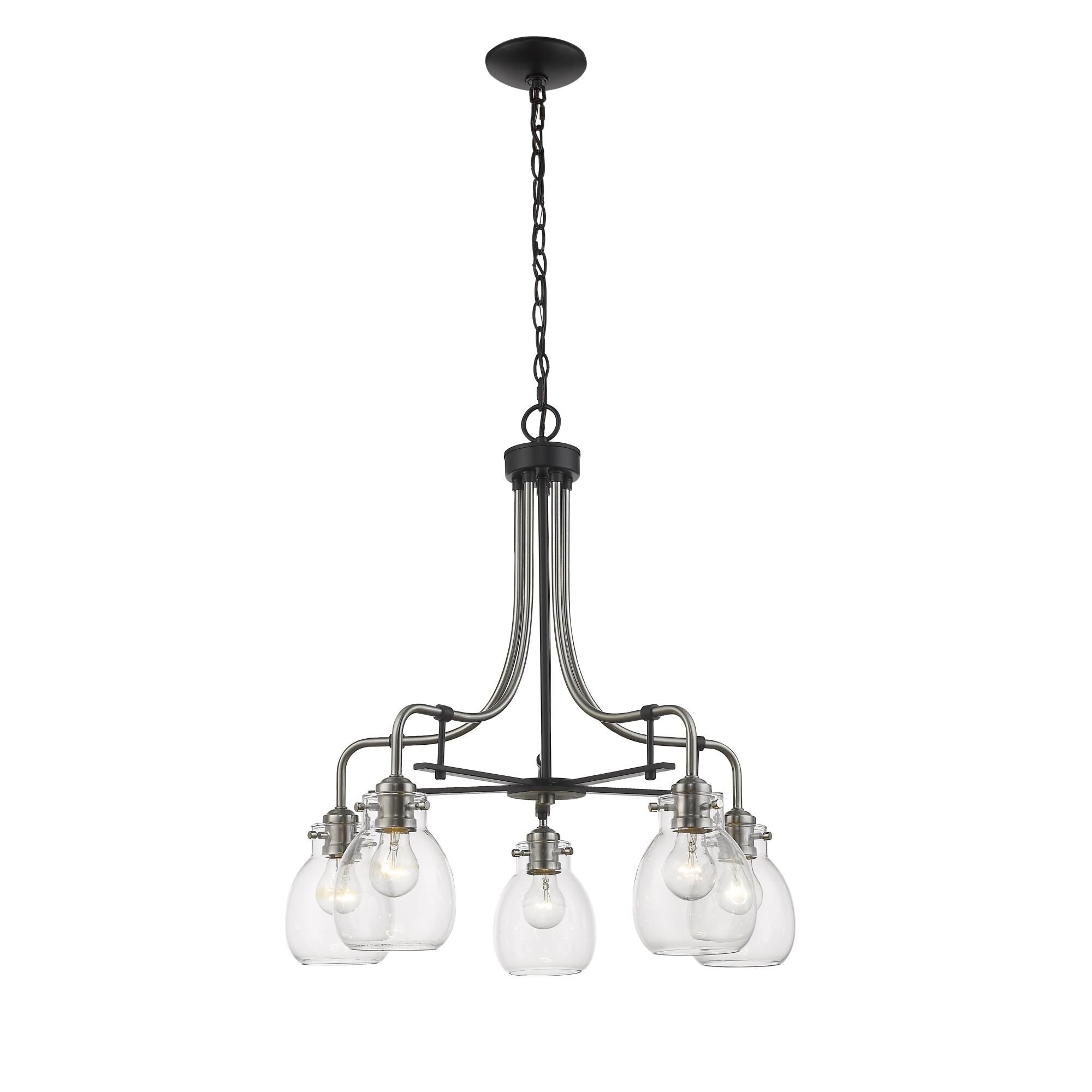 Shown in Matte Black + Brushed Nickel finish and Glass shade