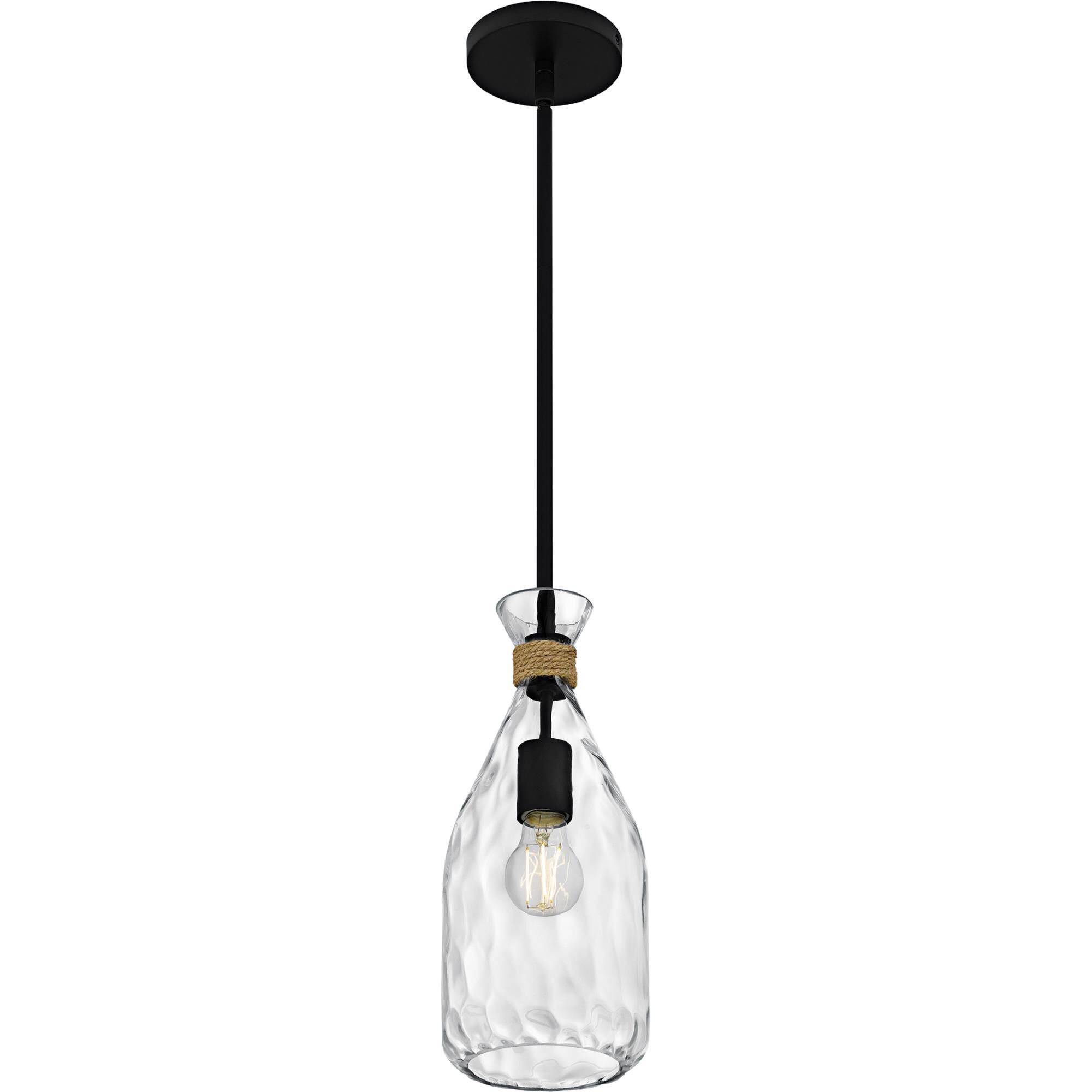 Shown in Matte Black finish and Clear Water Glass shade