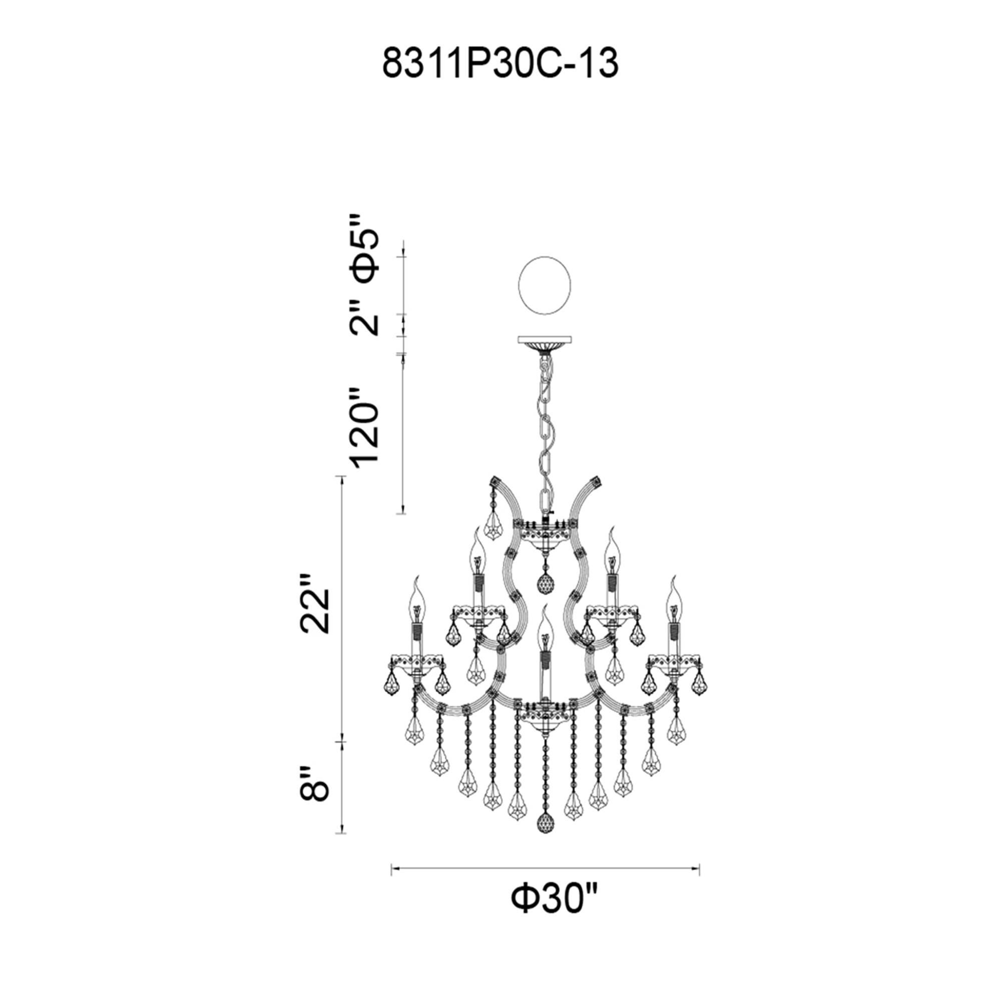 Shown in Chrome finish and K9 Clear crystal