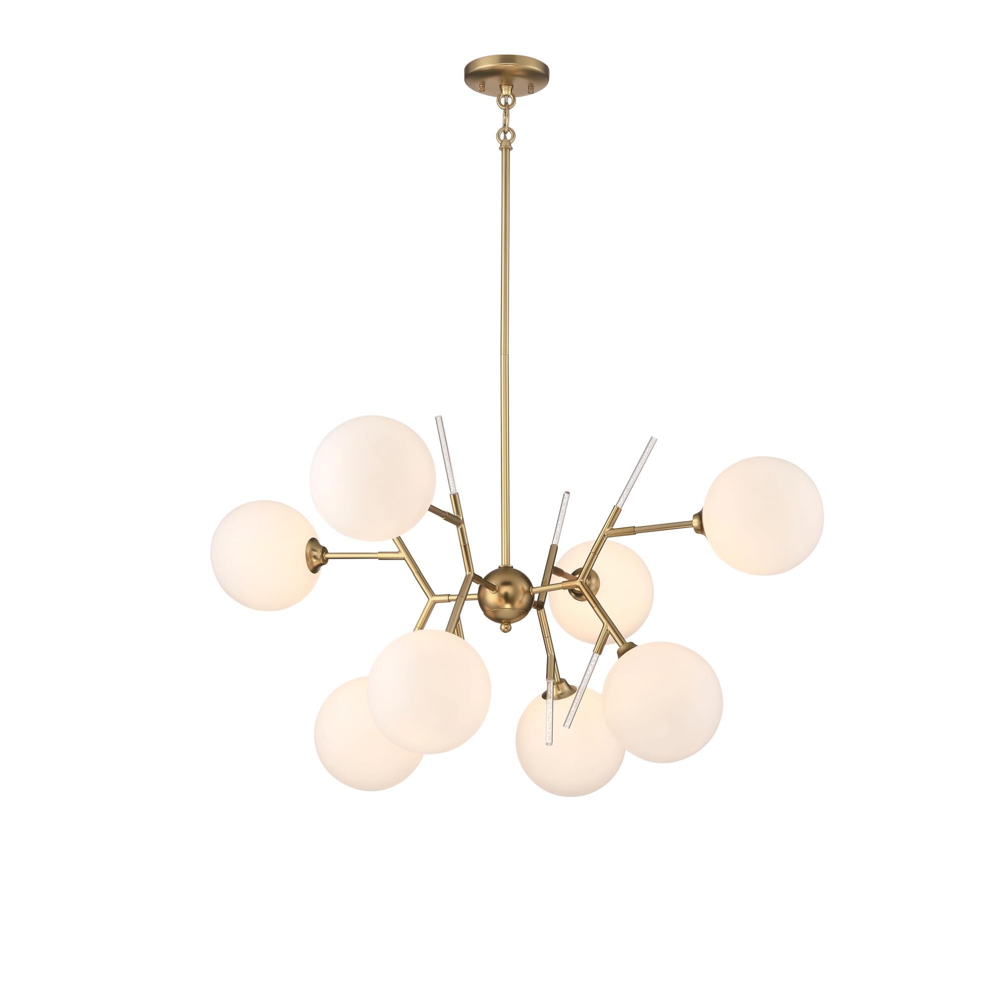 Shown in Honey Gold finish and Etched White glass and Glass shade