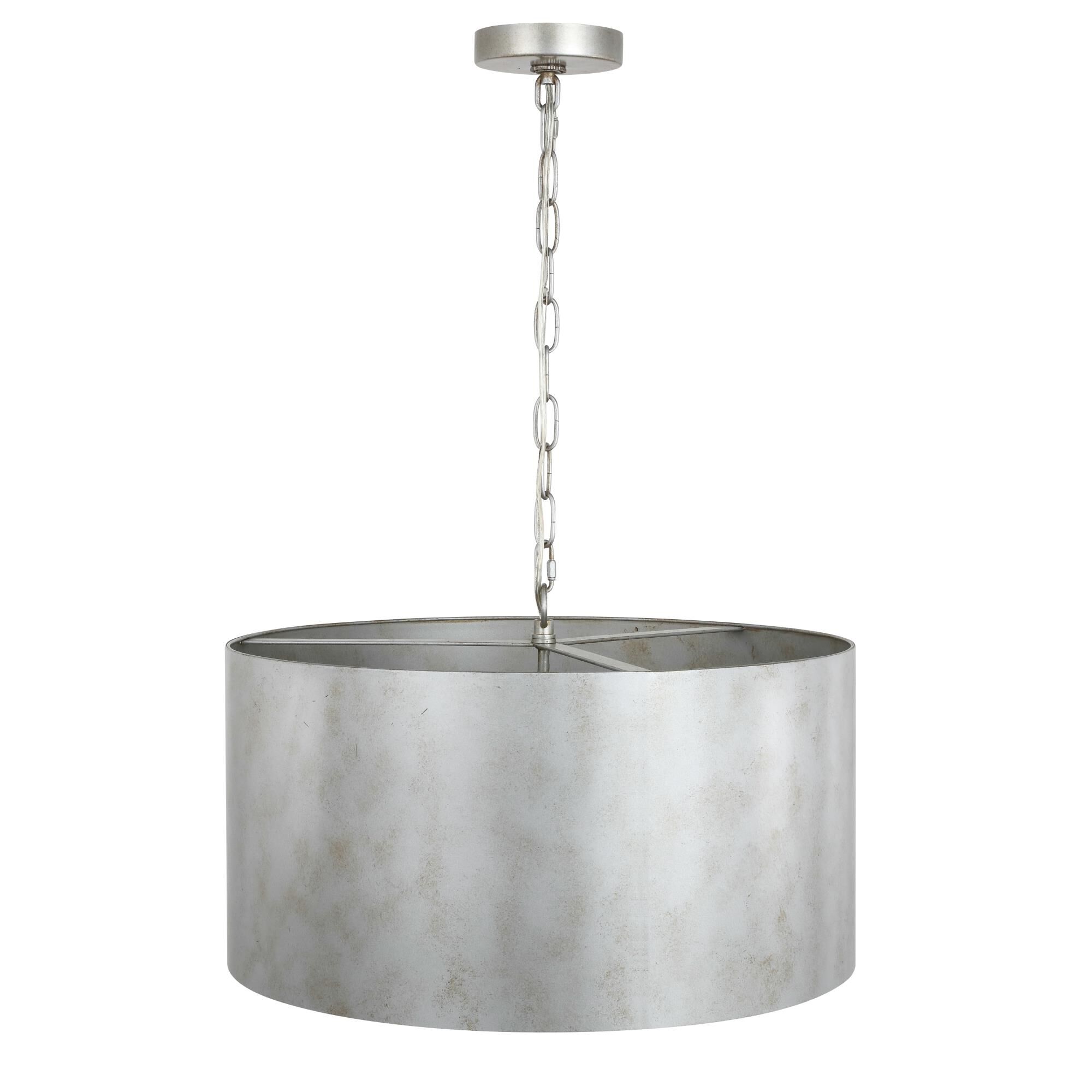 Shown in Vintage Silver finish and Silver Metal shade