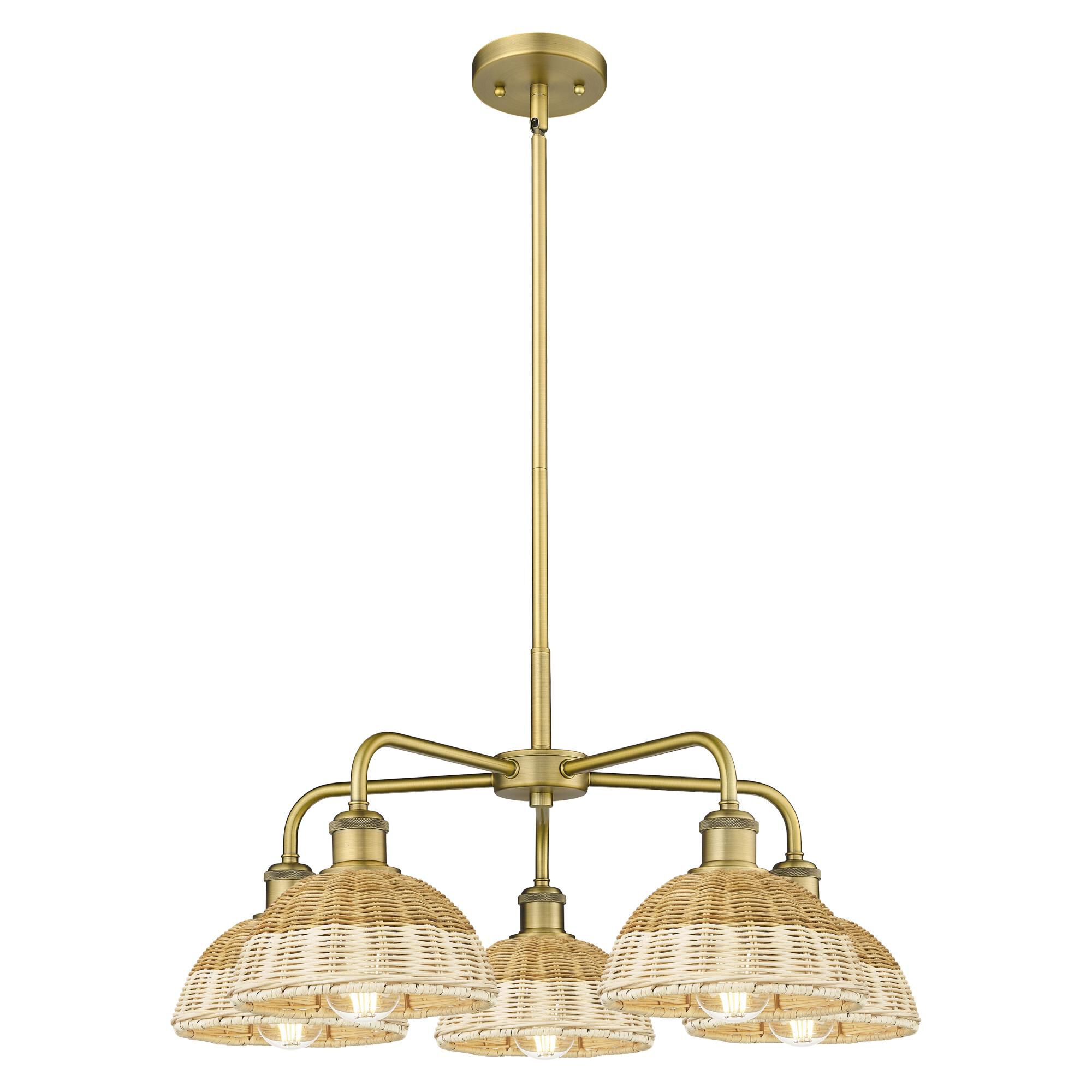 Shown in Brushed Brass finish and Natural shade
