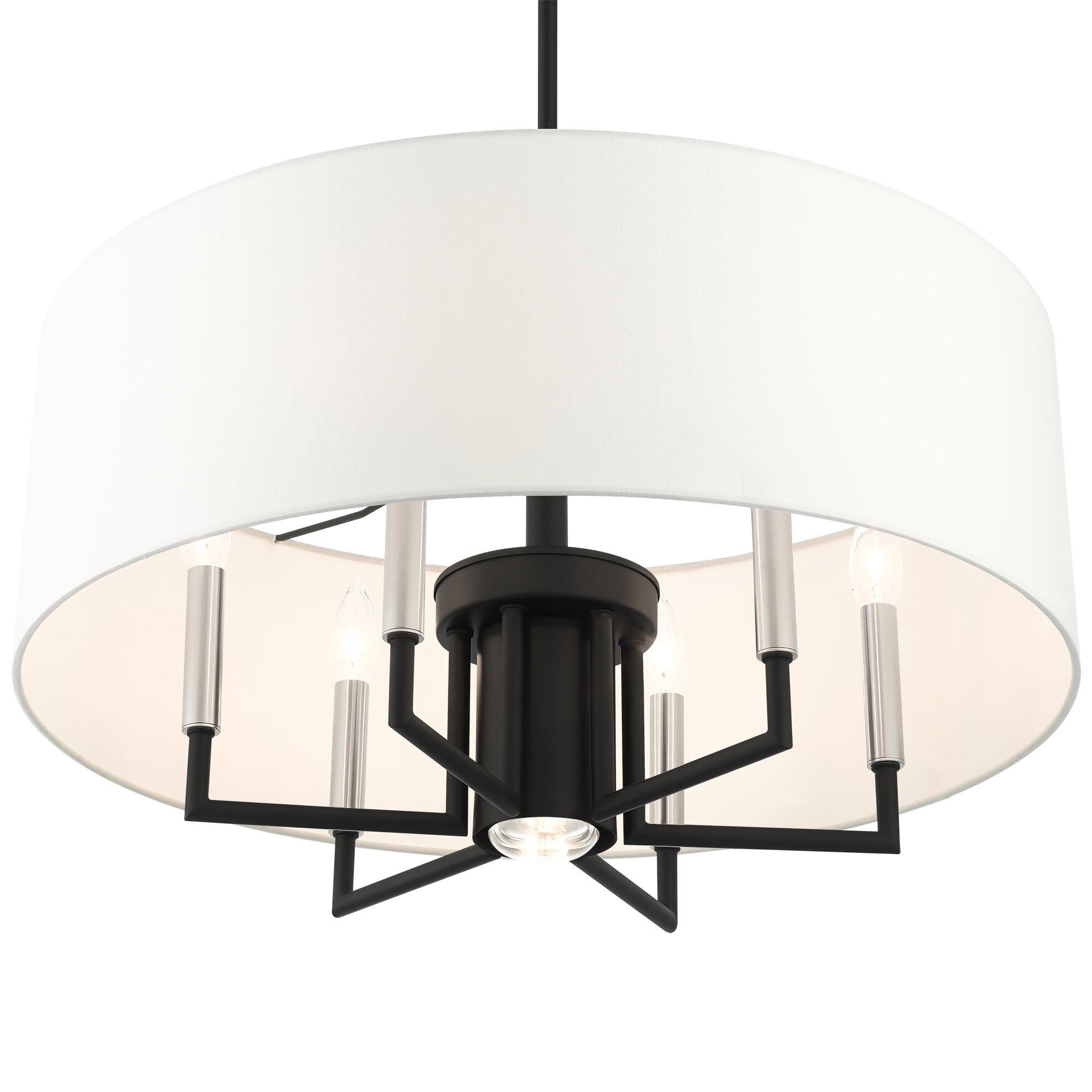 Shown in Black finish and Hand Crafted Hardback  Completely Finished With Off-White Color Fabric Outside and Inside shade