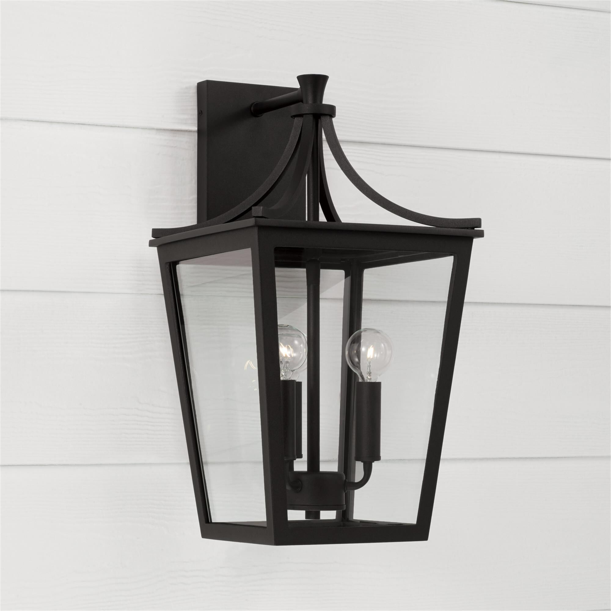 Shown in Black finish and Clear glass