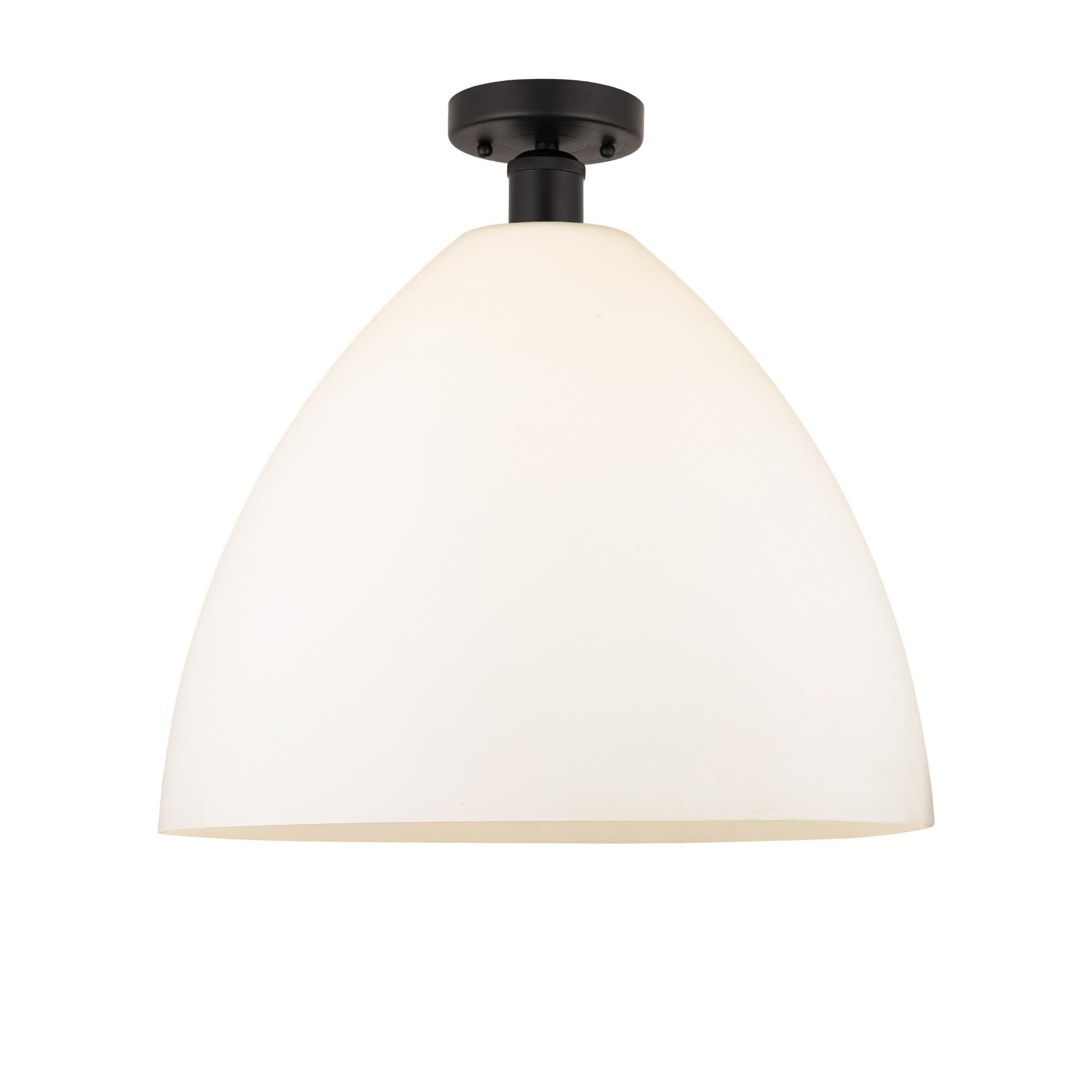 Shown in Oil Rubbed Bronze finish and Matte White glass