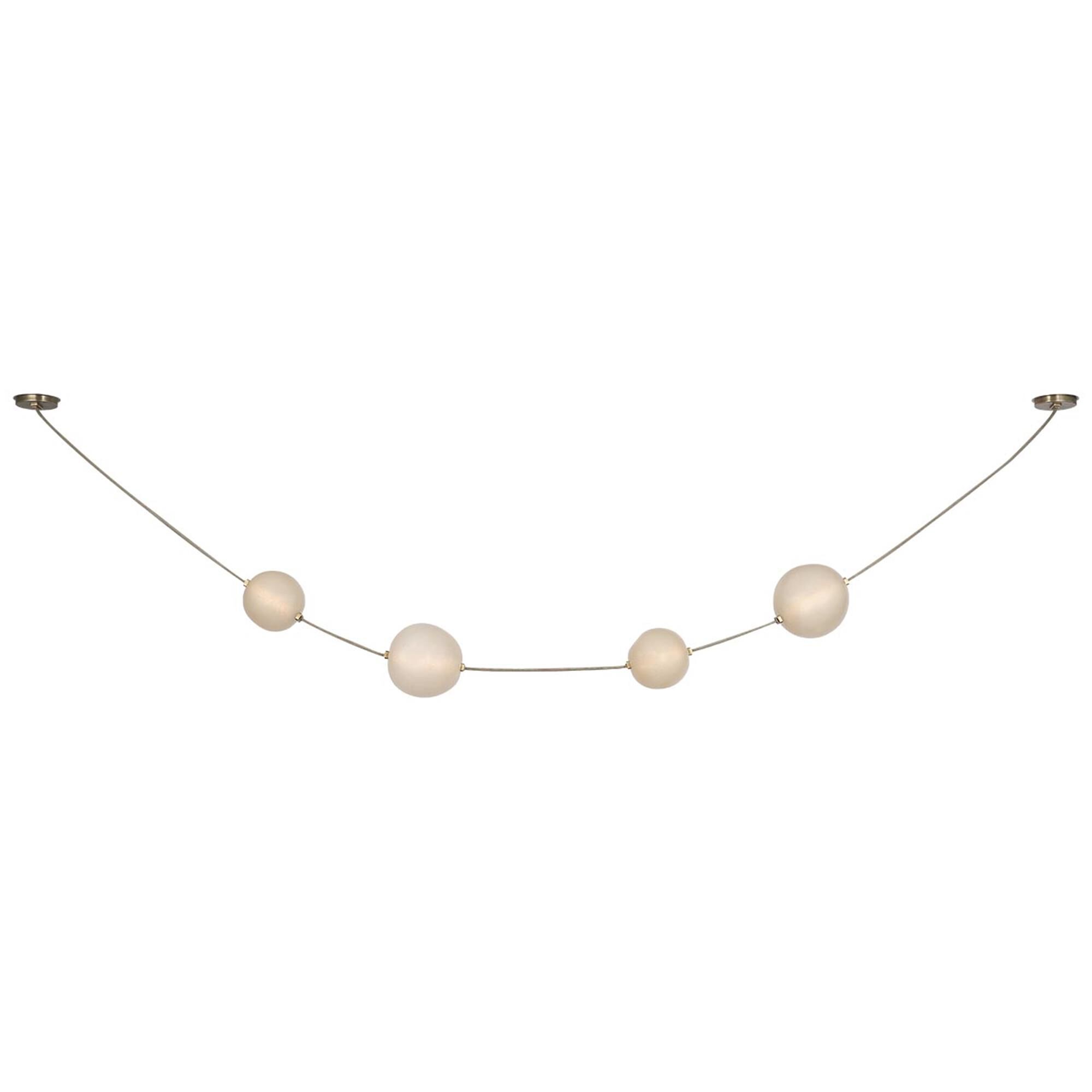 Shown in Ash Suede And Mottled Brass finish and Fizzy Nude glass