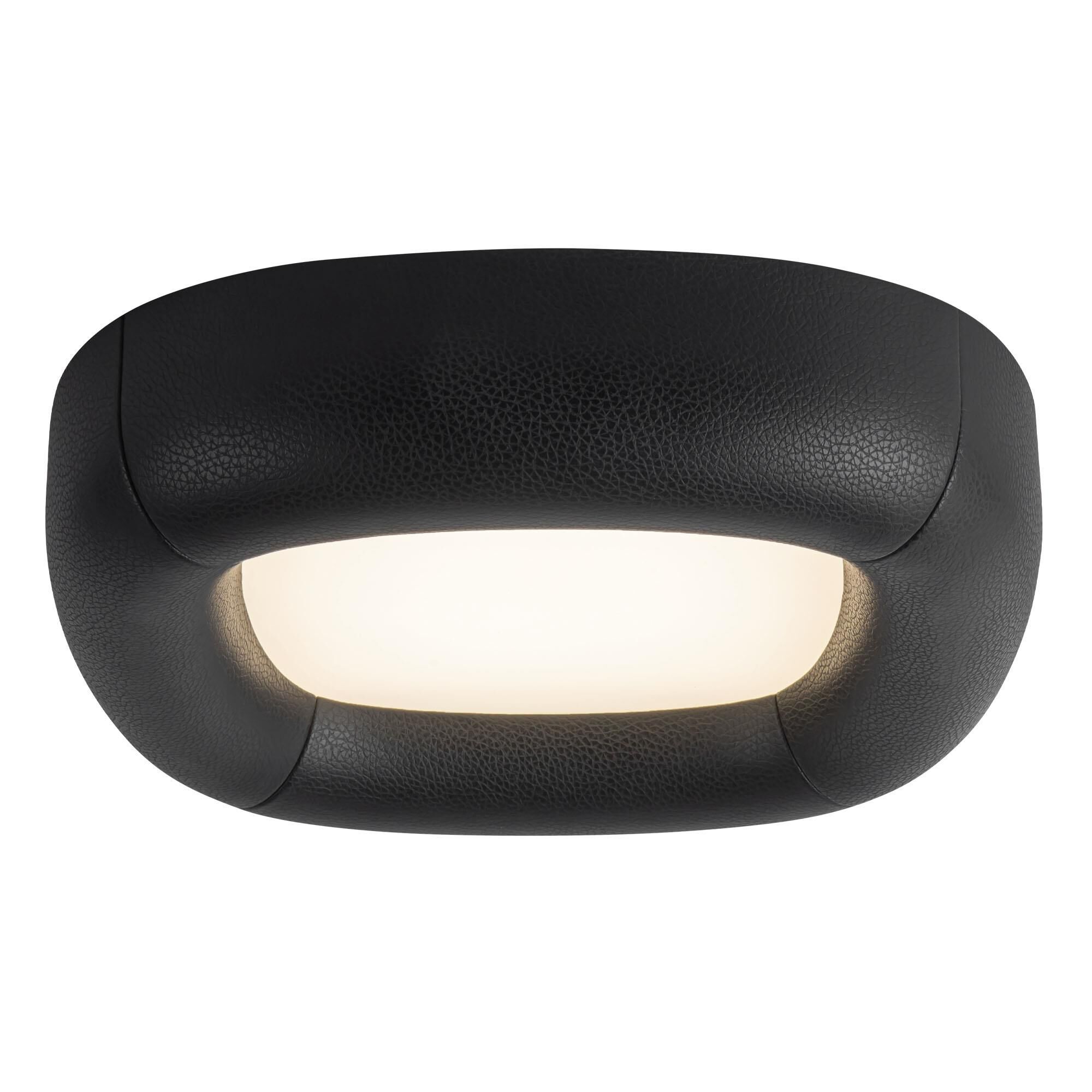 Shown in Brown Vegan Leather finish and Frosted Acrylic Diffuser glass