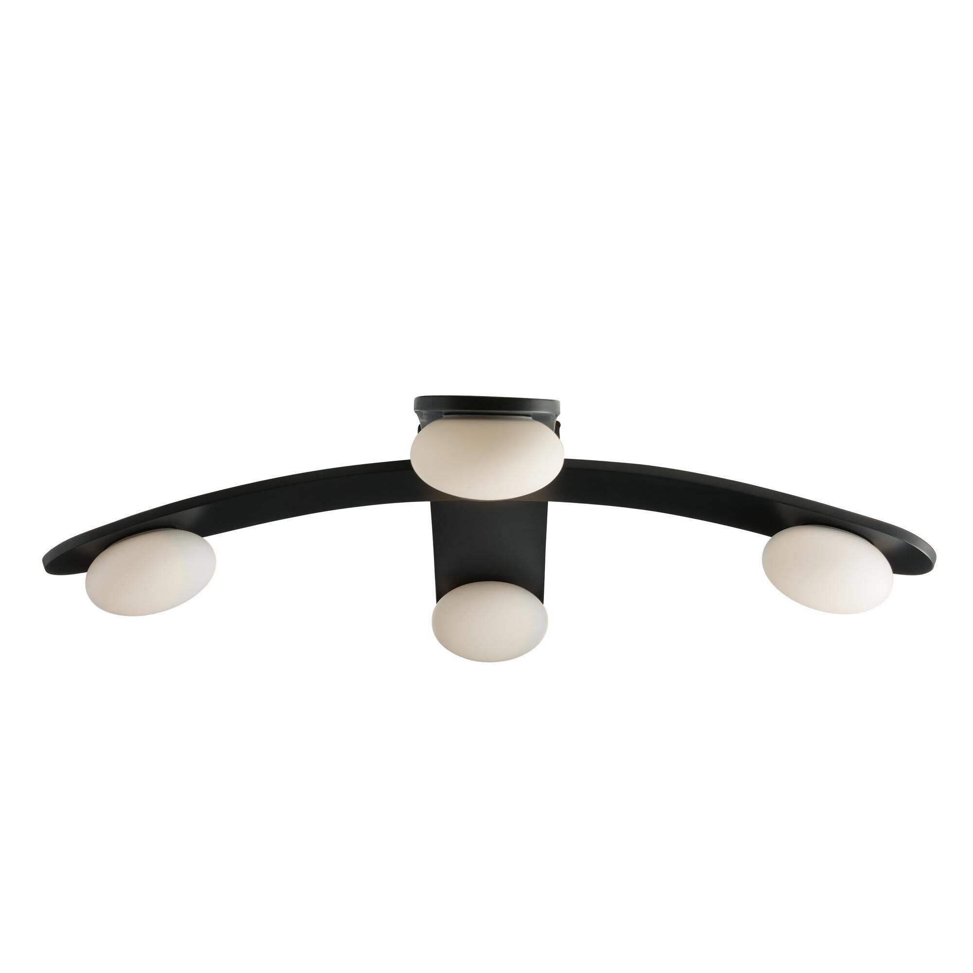 Shown in Blackened Iron finish and Matte Opal glass