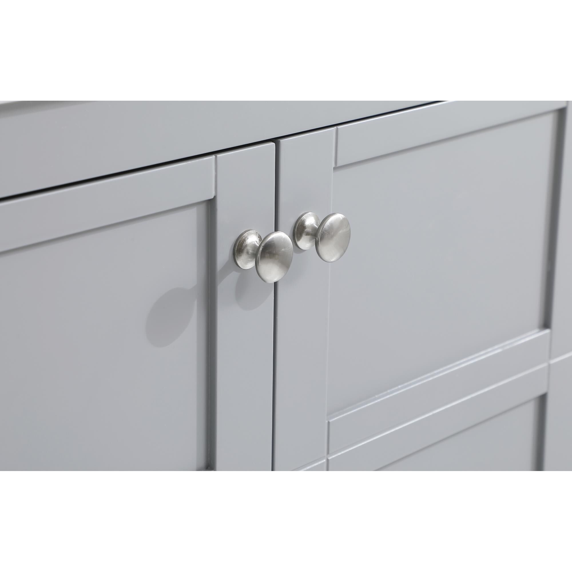 Shown in Gray And Brushed Nickel With Carrara White Marble finish