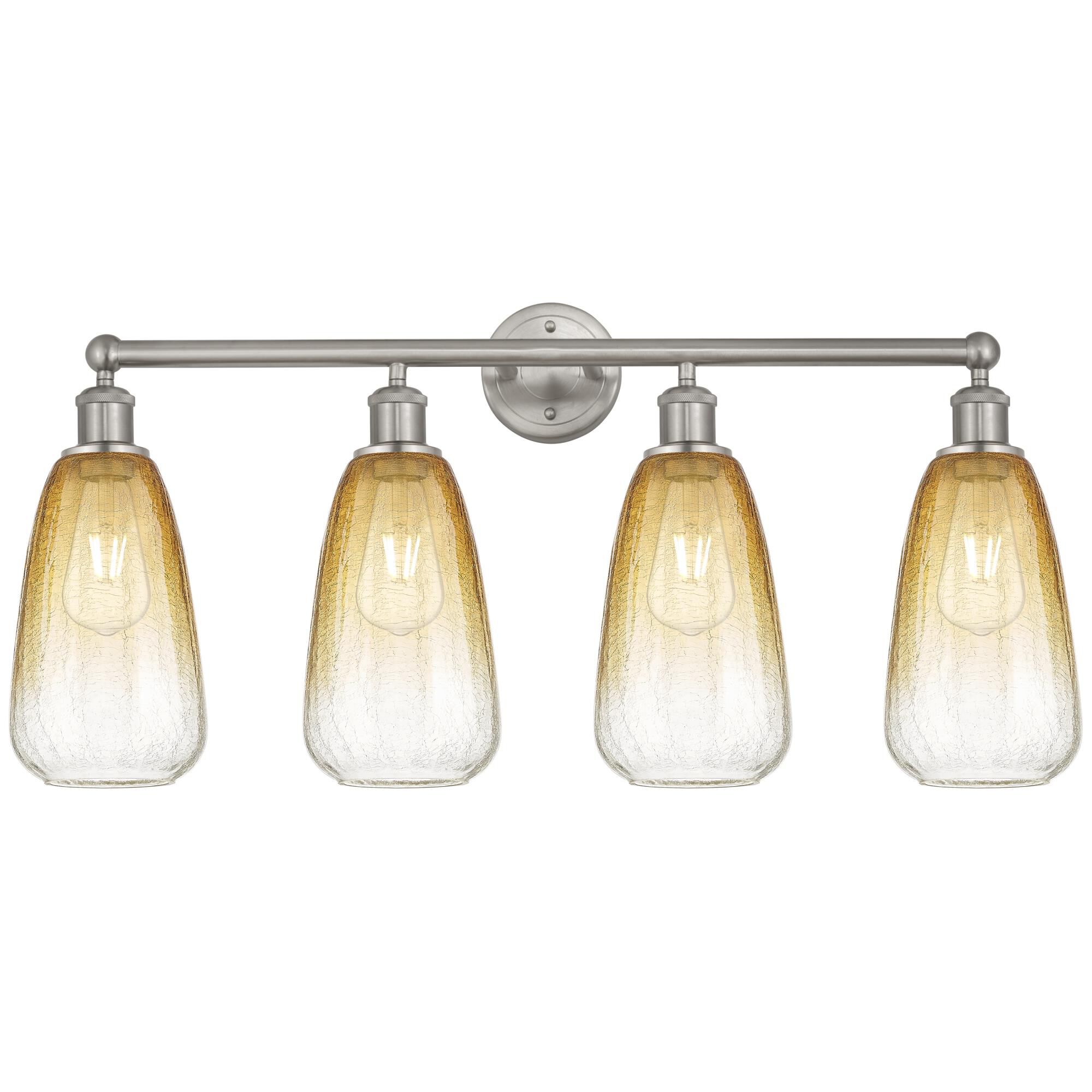 Shown in Brushed Satin Nickel finish and Amber glass