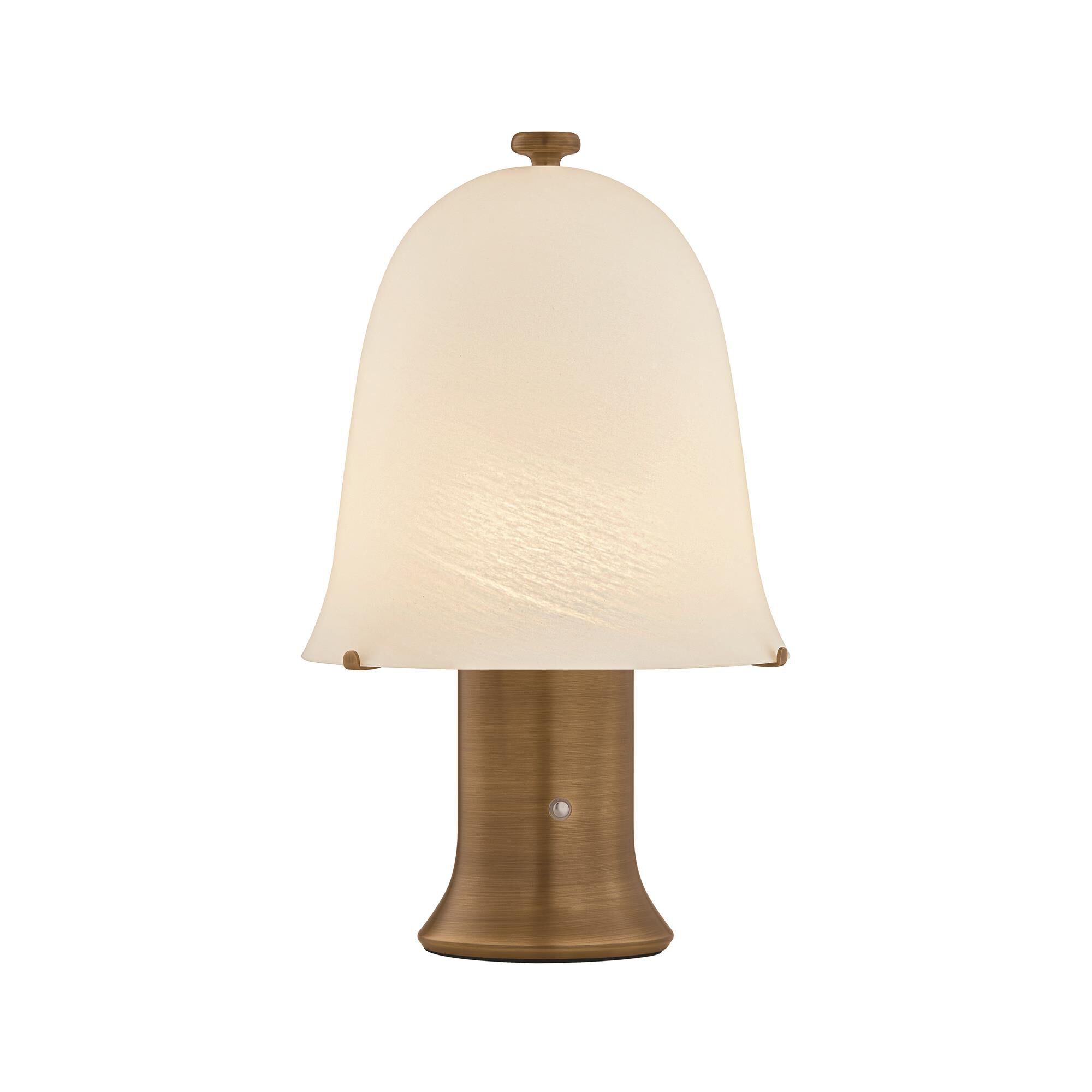 Shown in Patina Brass finish and Matte Cloud glass