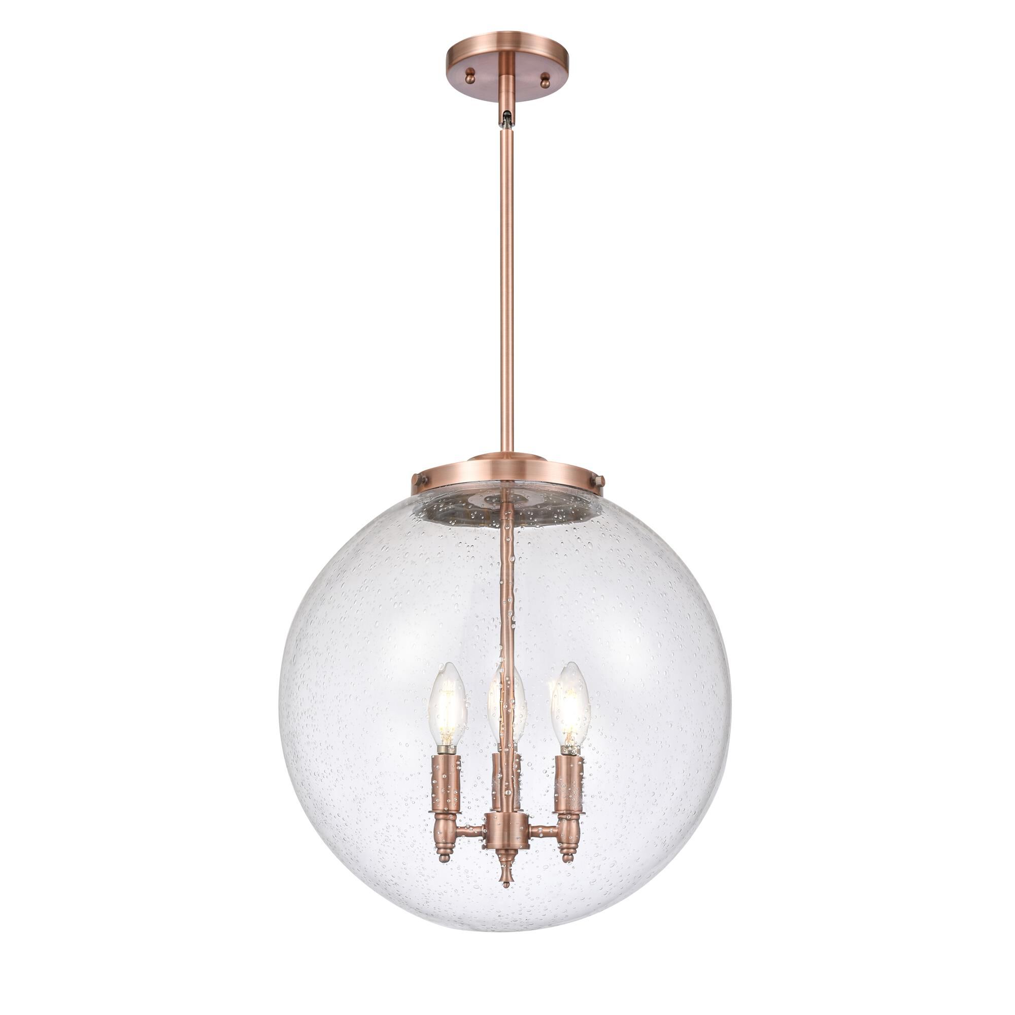 Shown in Antique Copper finish and Seedy glass