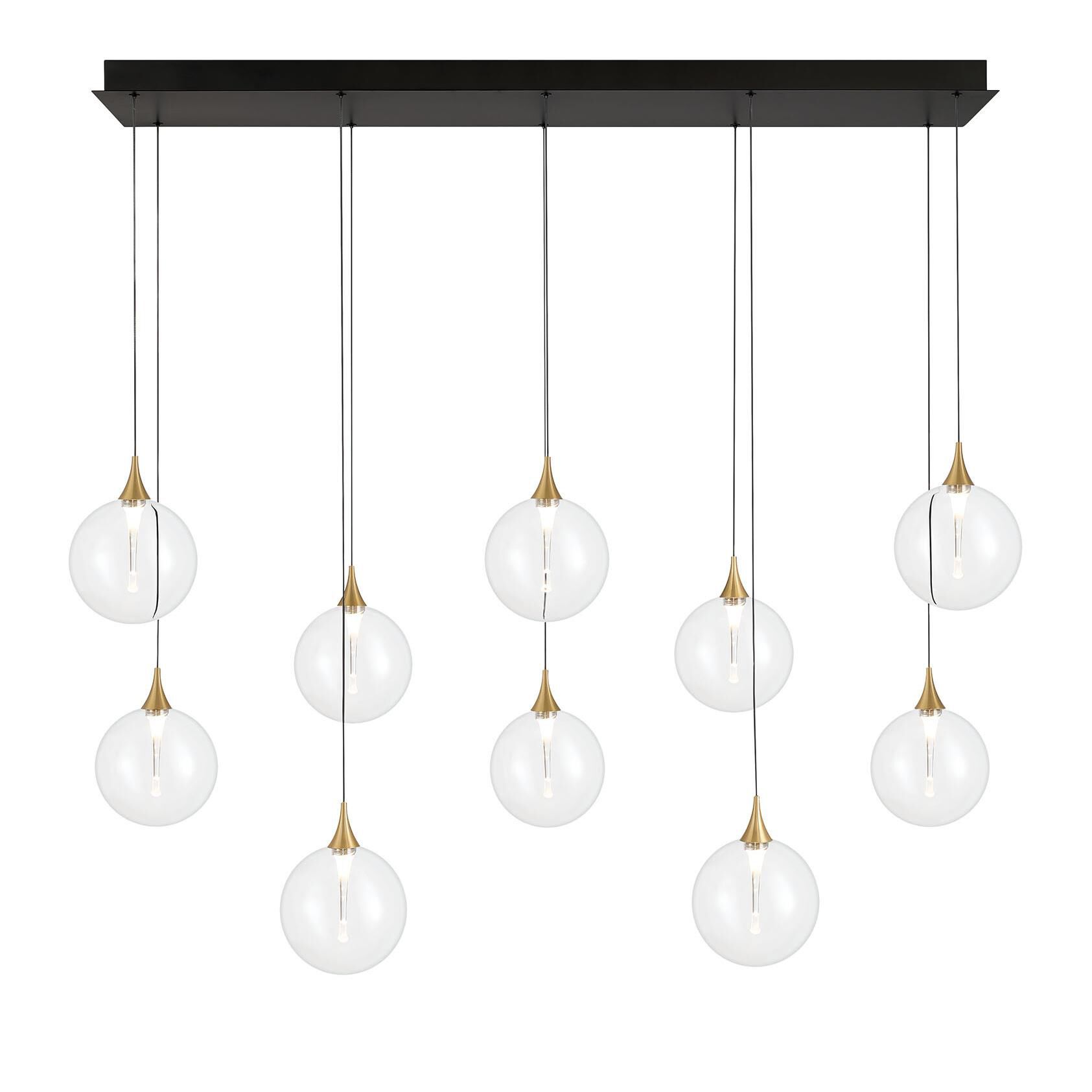 Shown in Gold finish and Clear glass