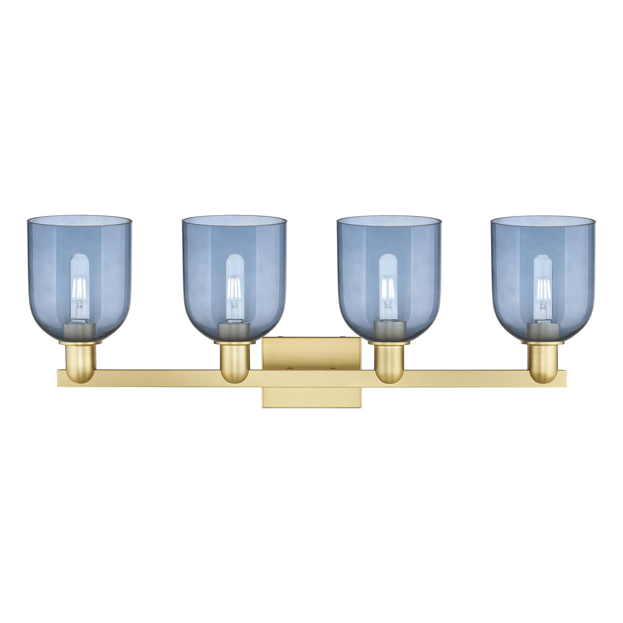 Shown in Satin Gold finish and Blue glass