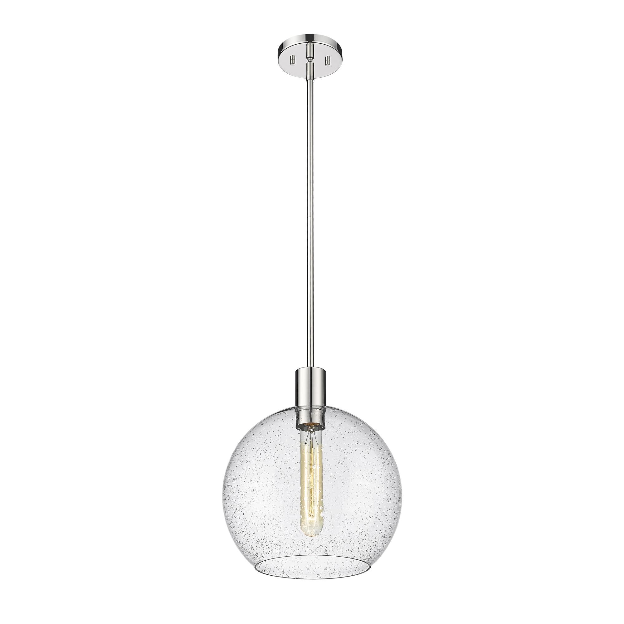 Shown in Polished Nickel finish and Clear Seedy glass