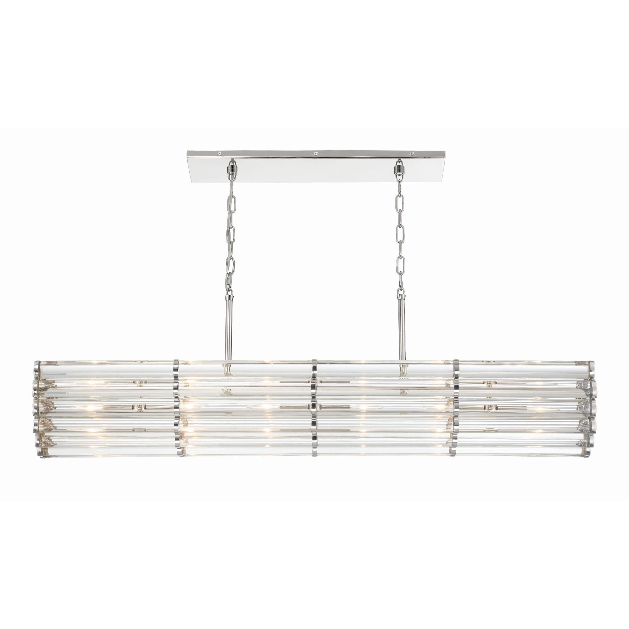 Shown in Polished Nickel finish and Clear Glass crystal