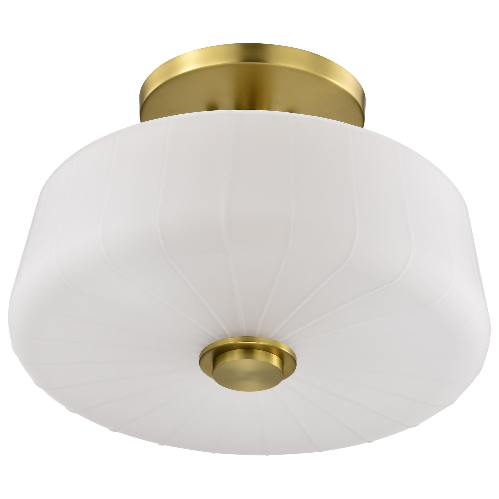 Shown in Vintage Brass finish and Etched White glass