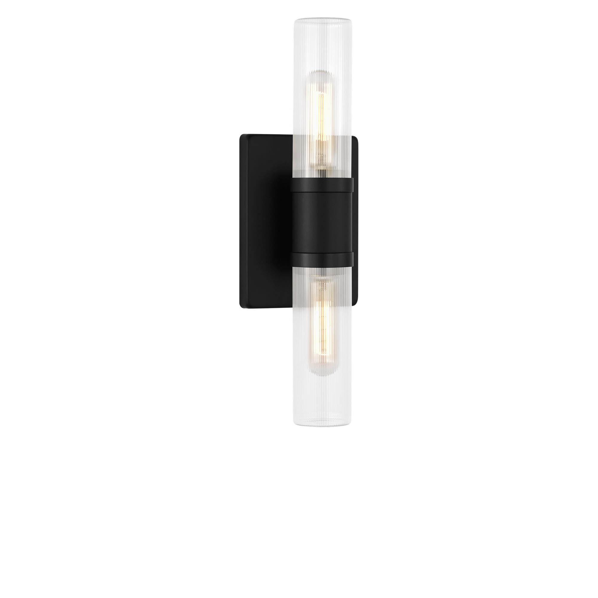Shown in Midnight Black finish and Clear Fluted glass