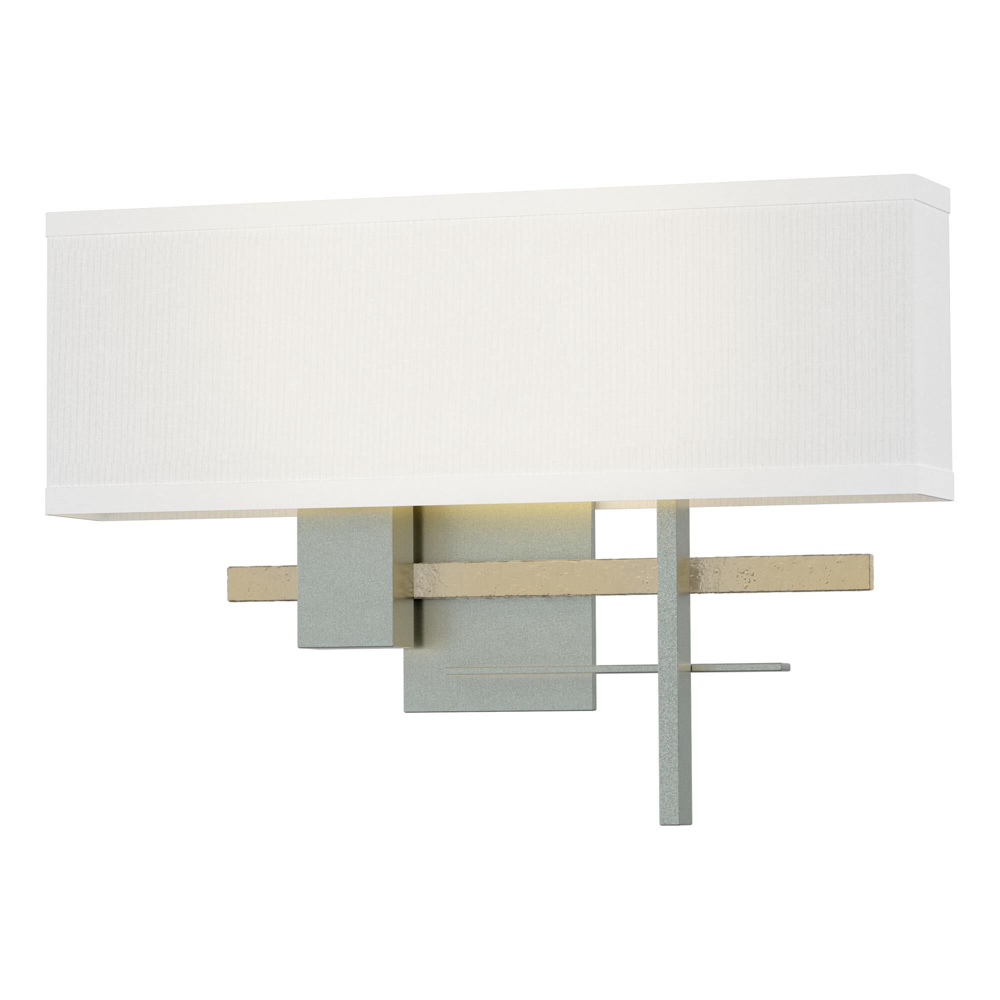 Shown in Vintage Platinum finish and Natural Anna shade and Modern Brass (86) accent