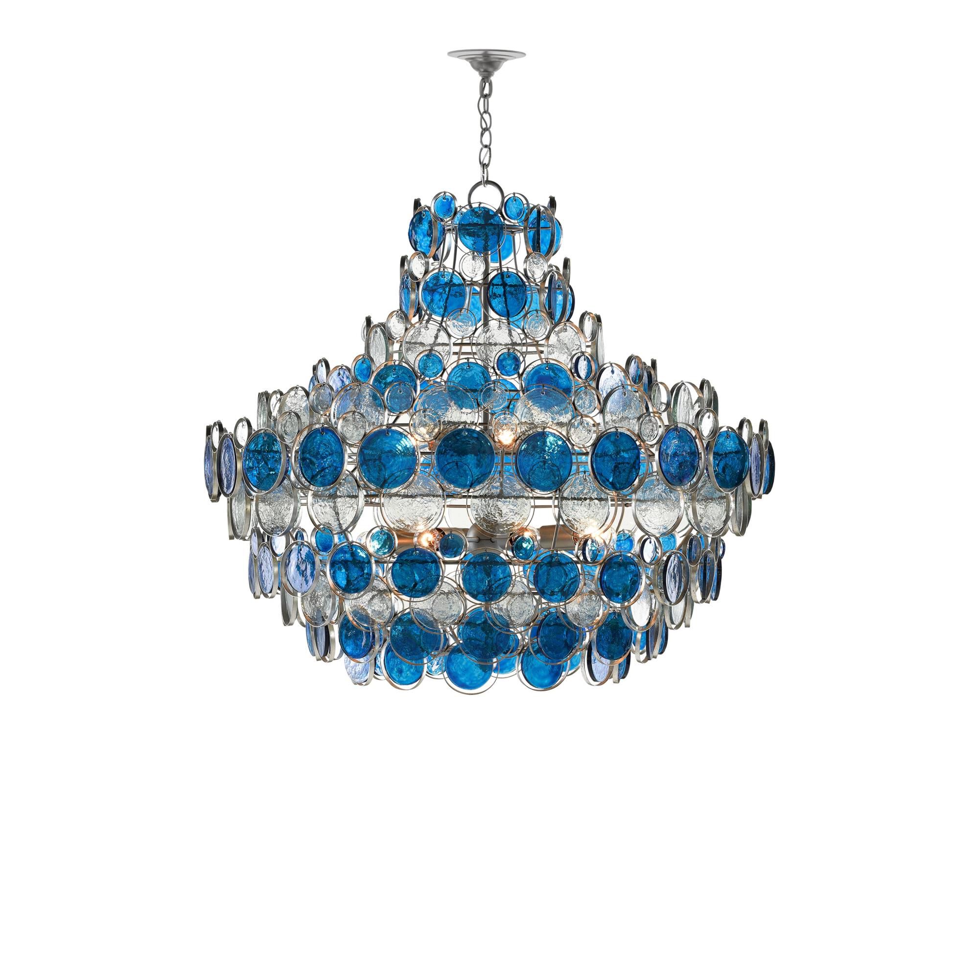 Shown in Contemporary Silver Leaf/Painted  Silver/Blue finish