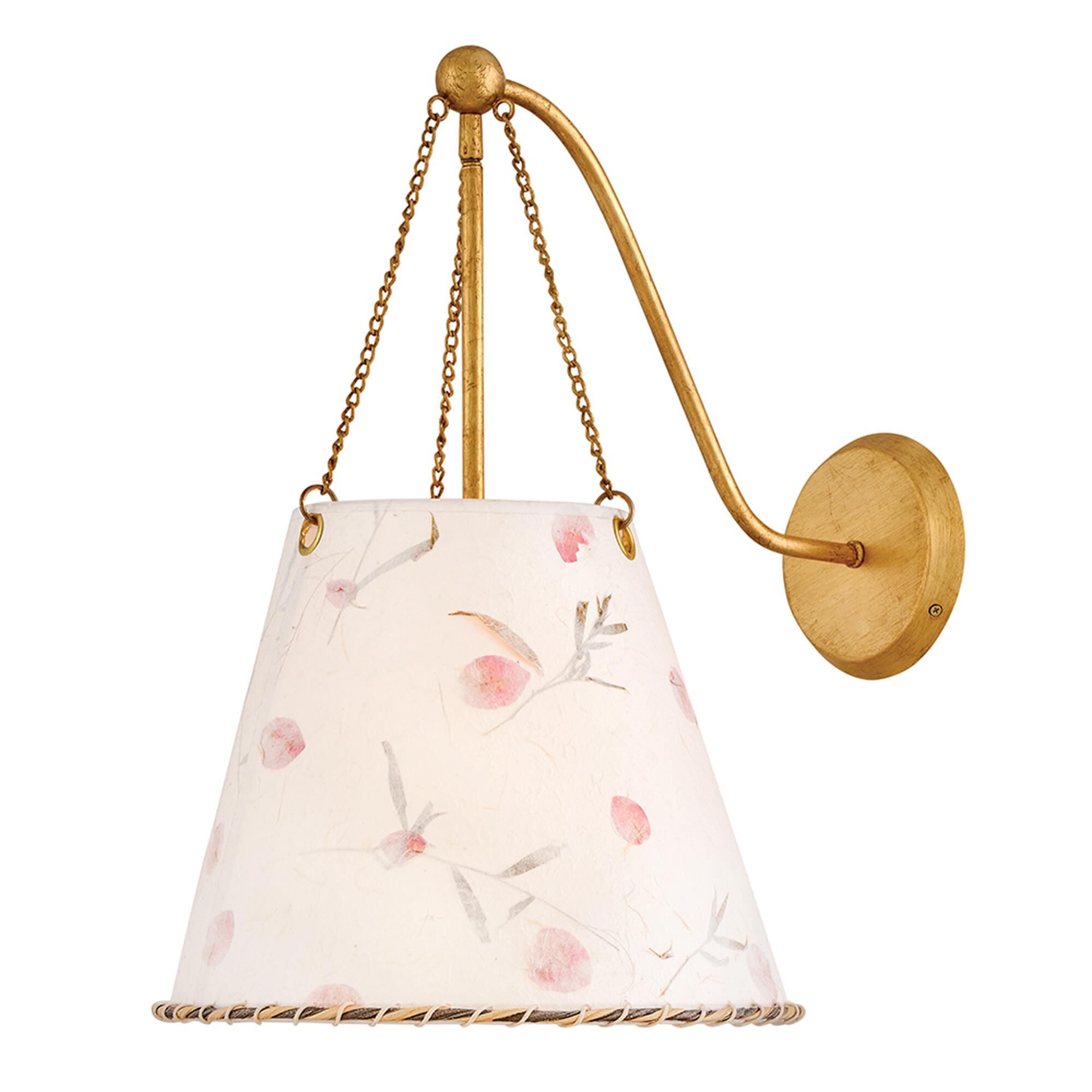 Shown in Distressed Brass finish and Natural Paper shade