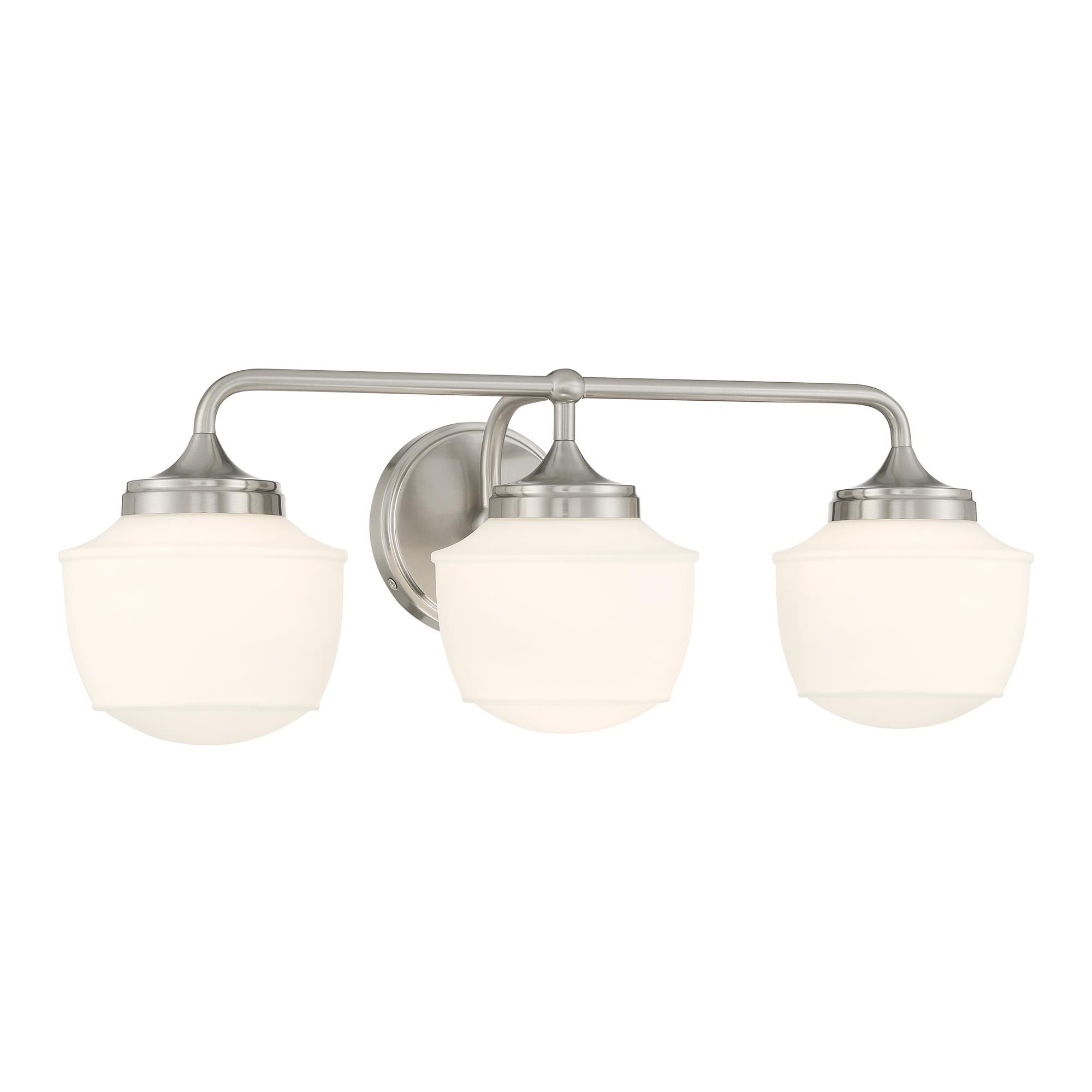 Shown in Brushed Nickel finish and Etched Opal glass and Glass shade