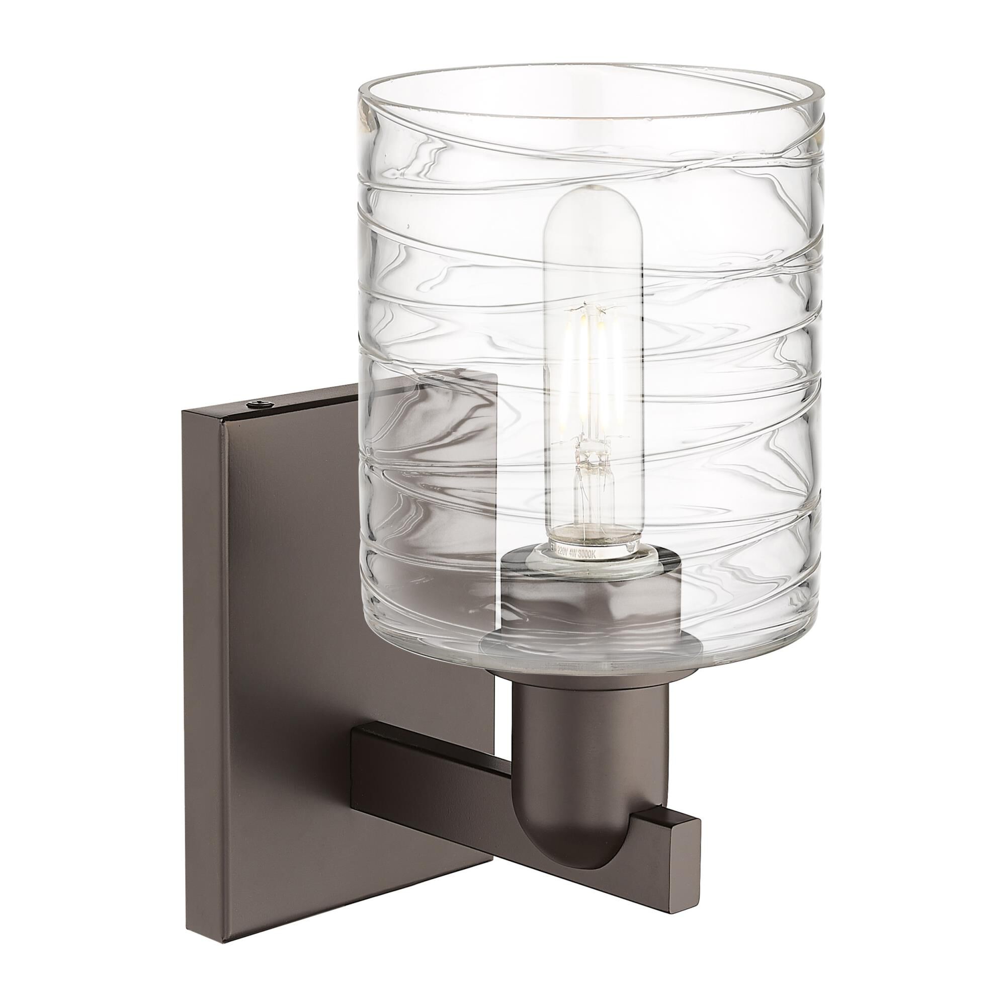 Shown in Oil Rubbed Bronze finish and Deco Swirl glass