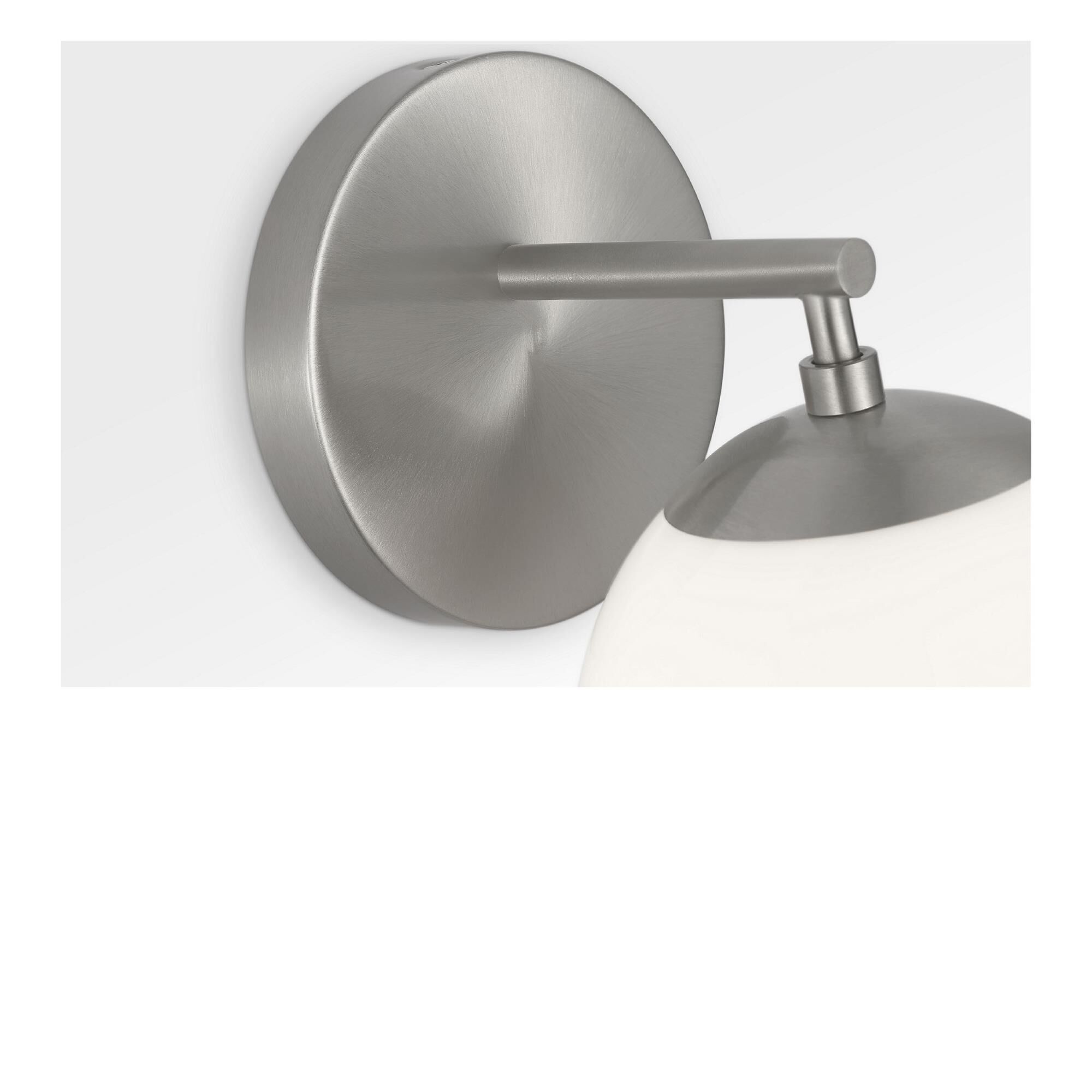 Shown in Brushed Nickel finish and Clear White glass