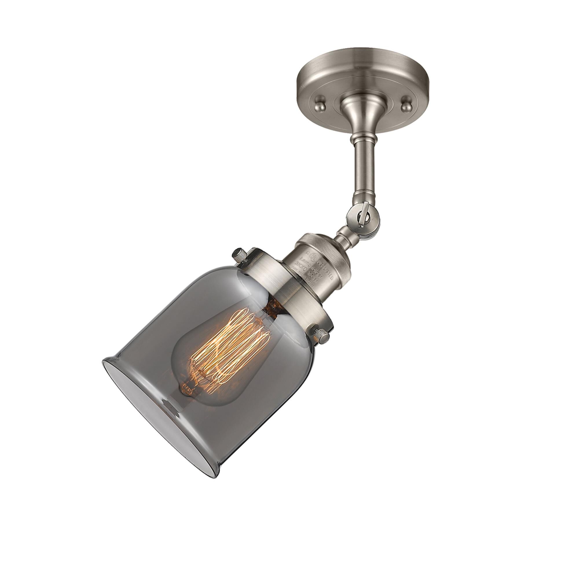 Shown in Brushed Satin Nickel finish and Plated Smoked glass and None accent