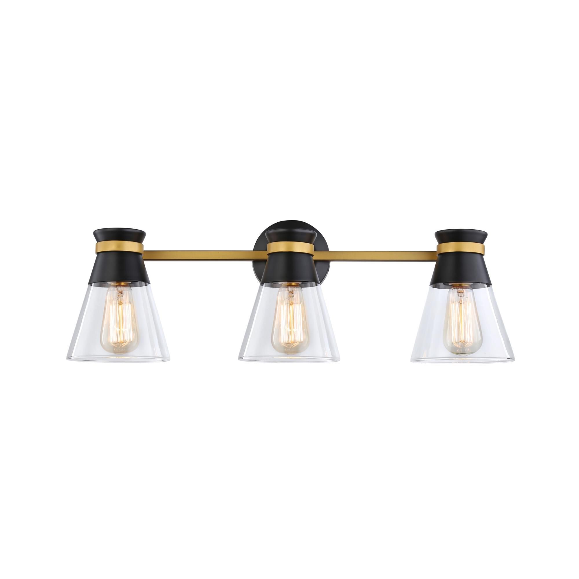Shown in Black & Brushed Brass finish and Glass shade