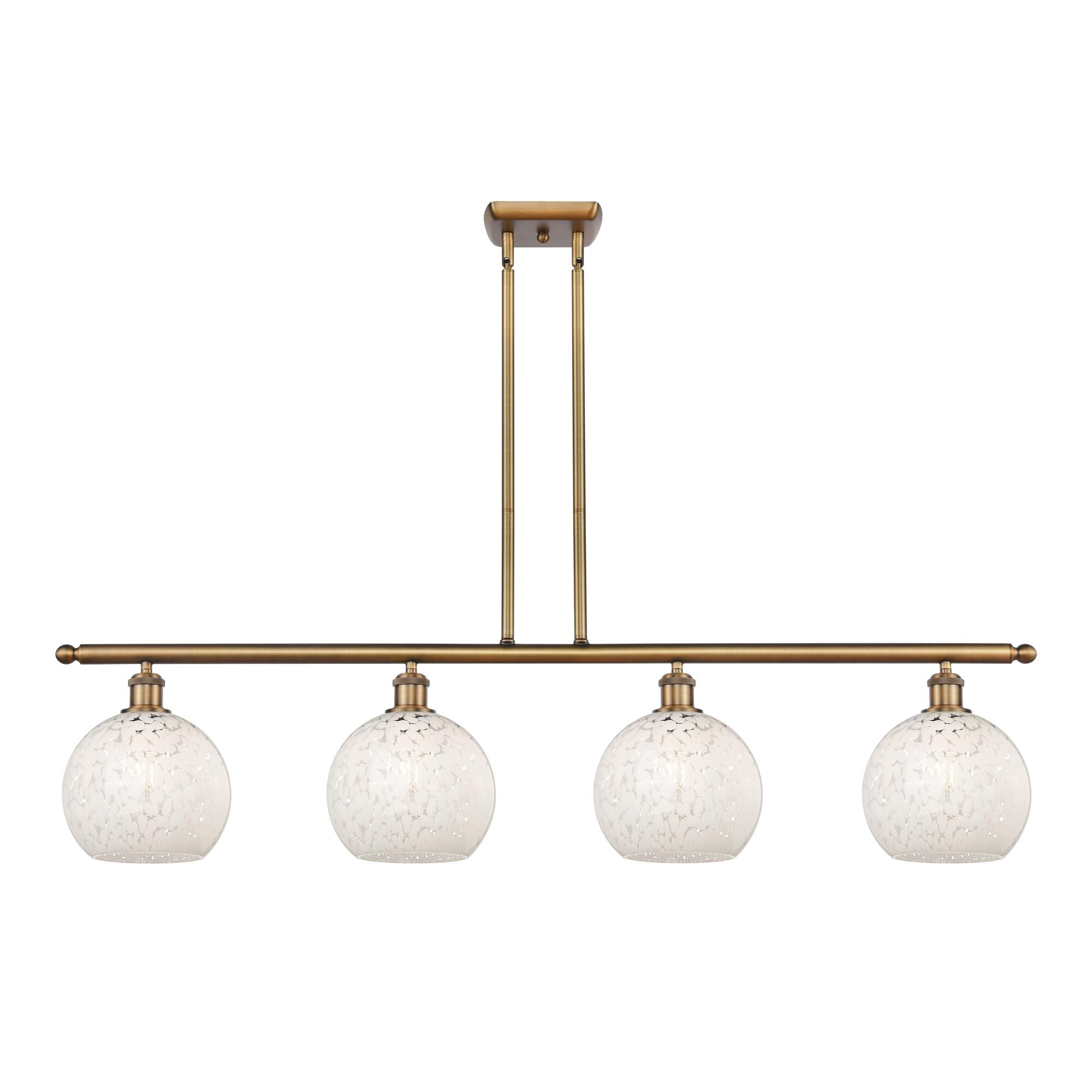 Shown in Brushed Brass finish and White Mouchette glass