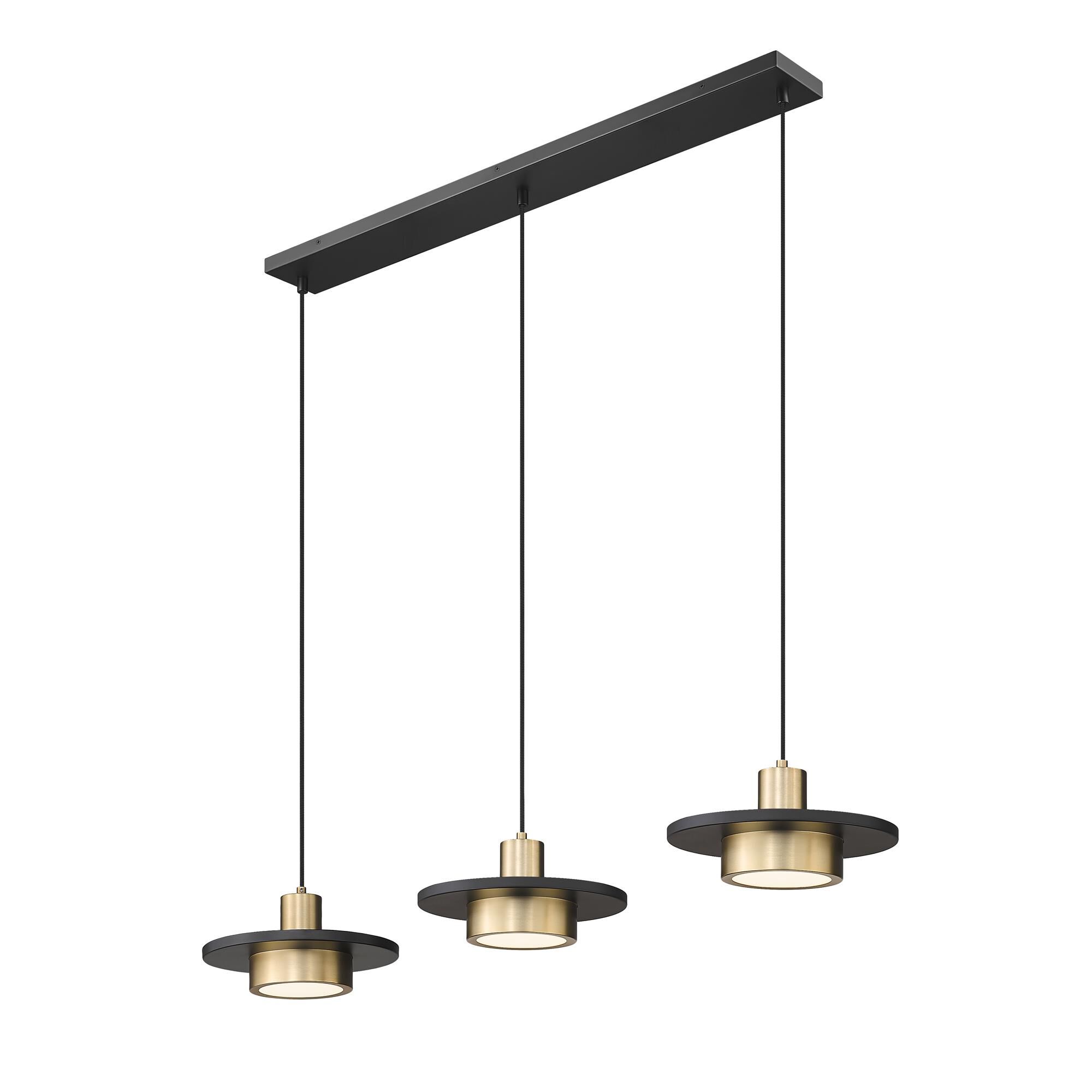 Shown in Matte Black and Modern Gold finish and Frosted glass