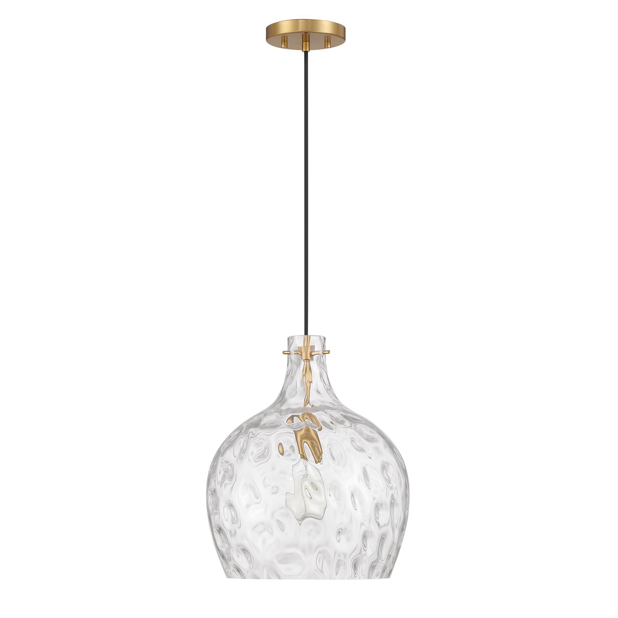 Shown in Natural Brass finish and Hammered glass