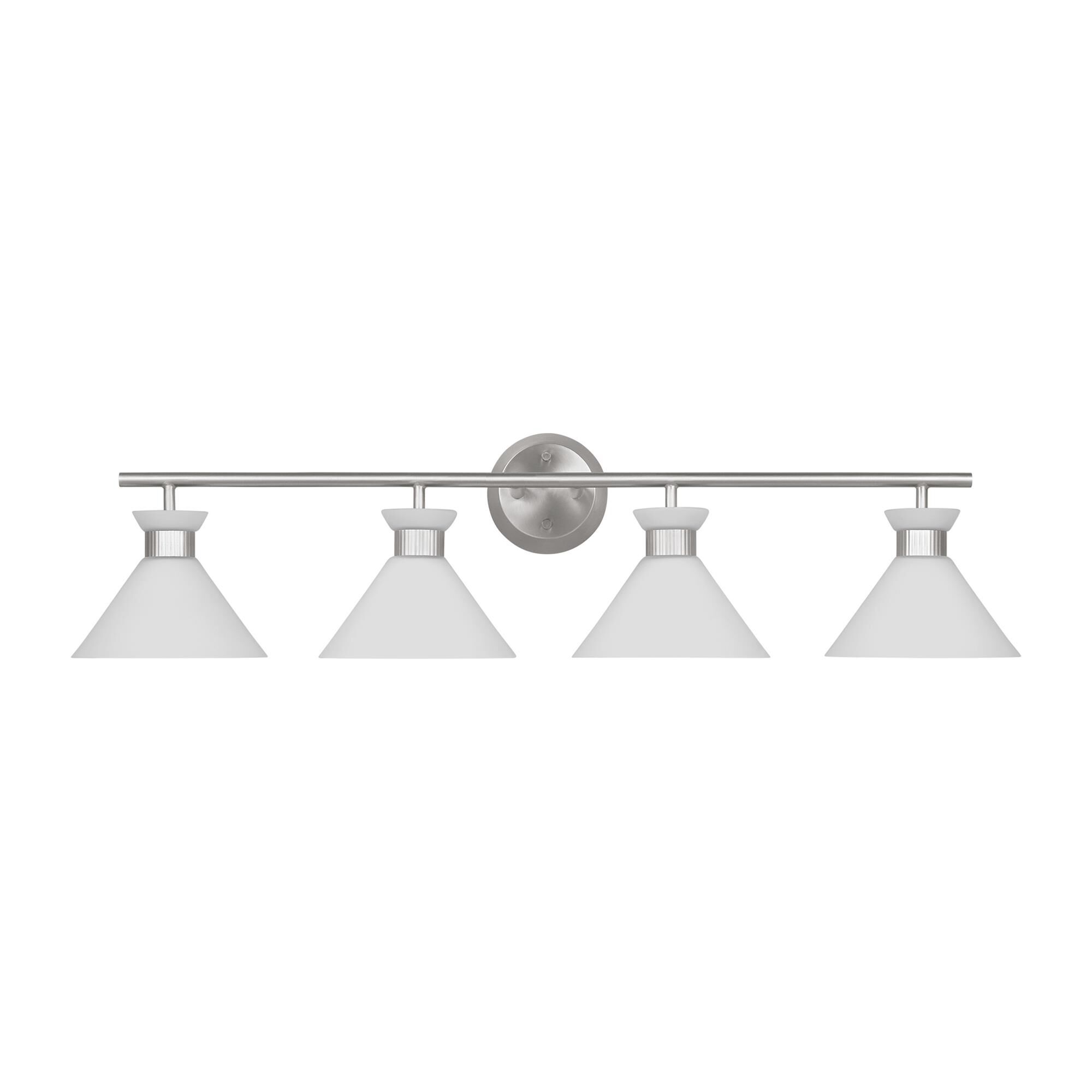 Shown in Brushed Steel finish and Etched White Glass s shade