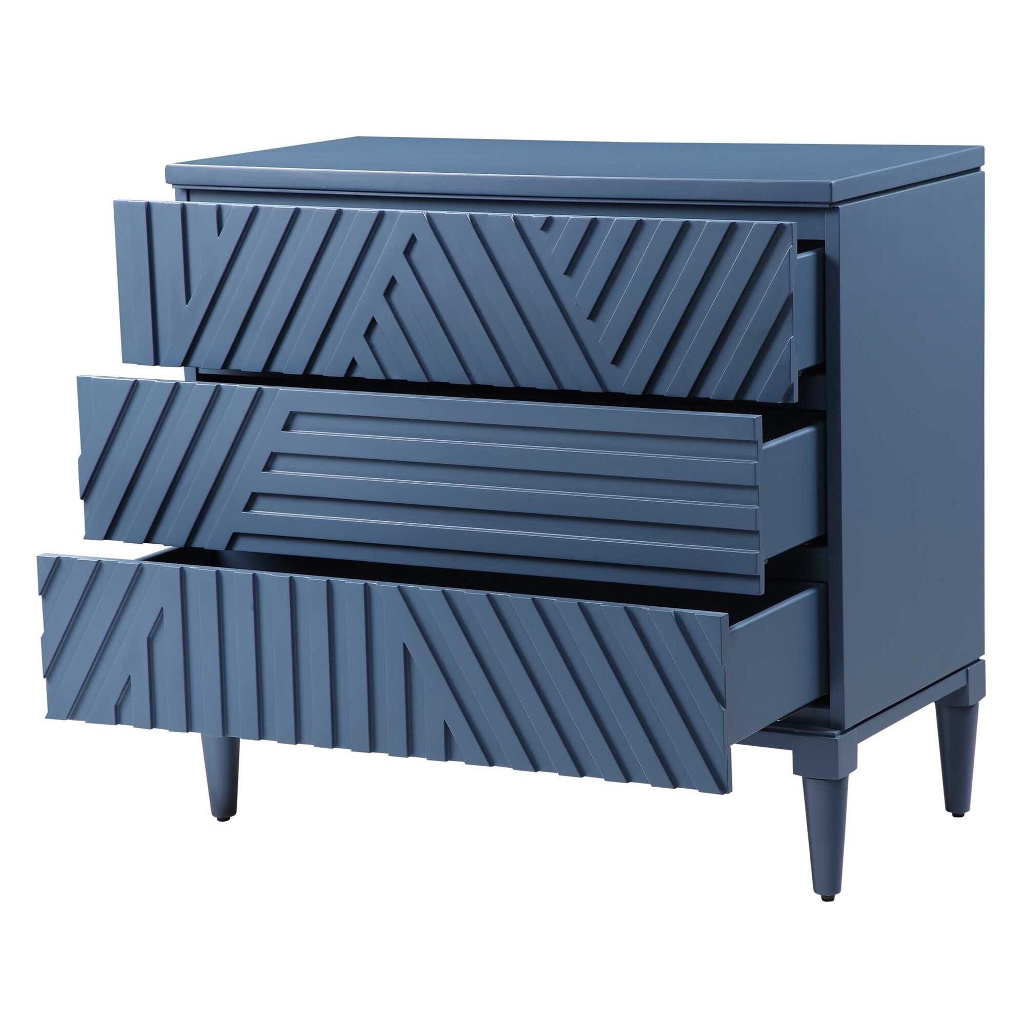 Shown in Refreshingly Modern, This Geometric Accent Chest Features Carved Drawer Fronts, Creating A Monochrom finish