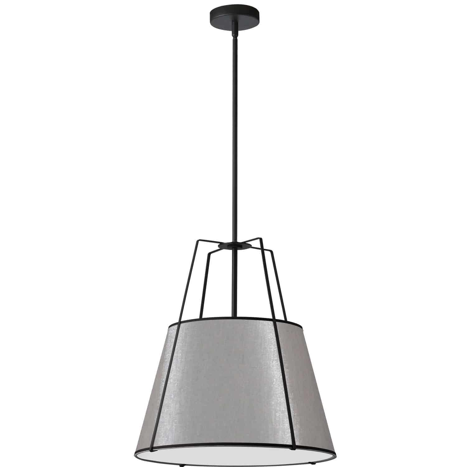 Shown in Black finish and Grey Fabric shade
