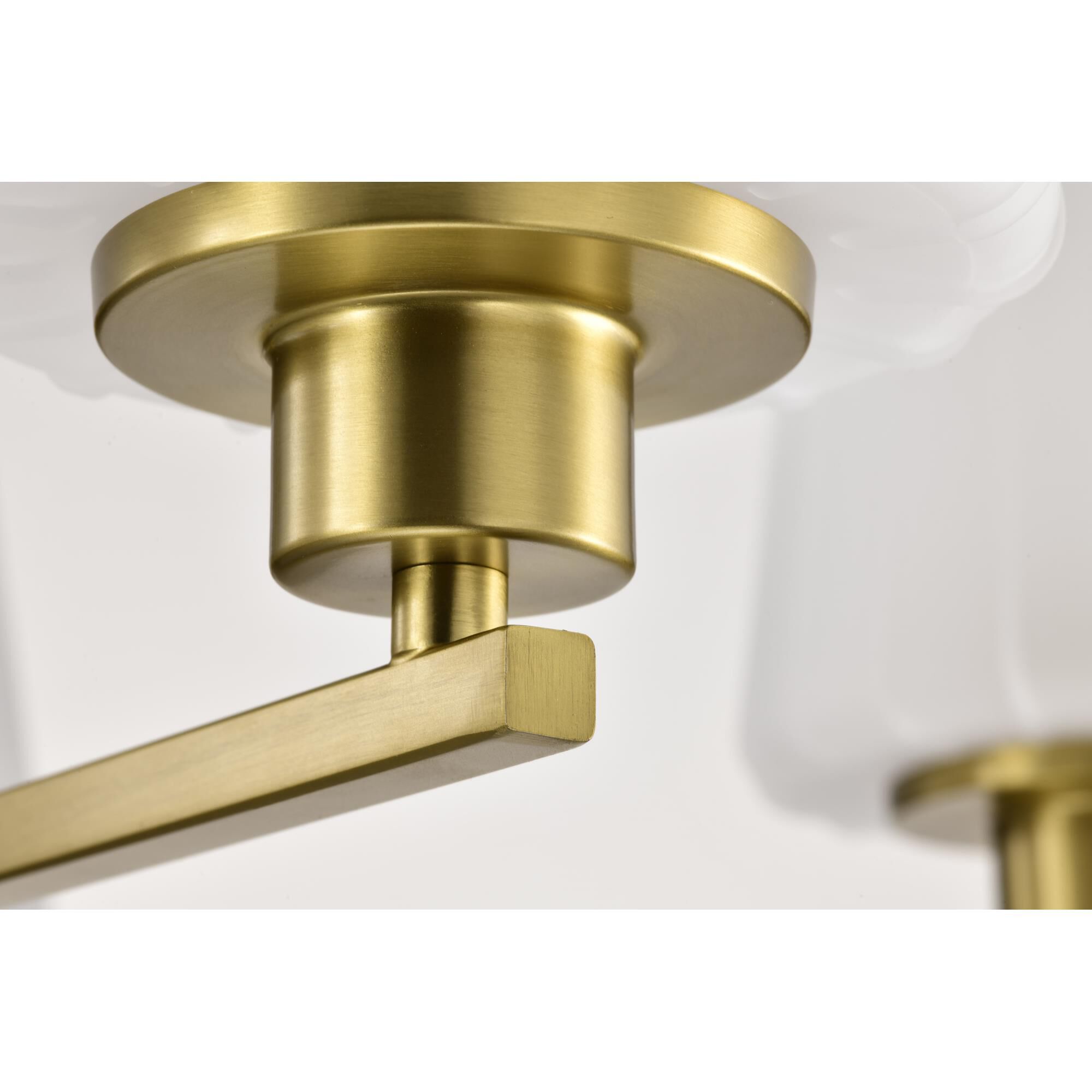 Shown in Vintage Brass finish and Etched White glass