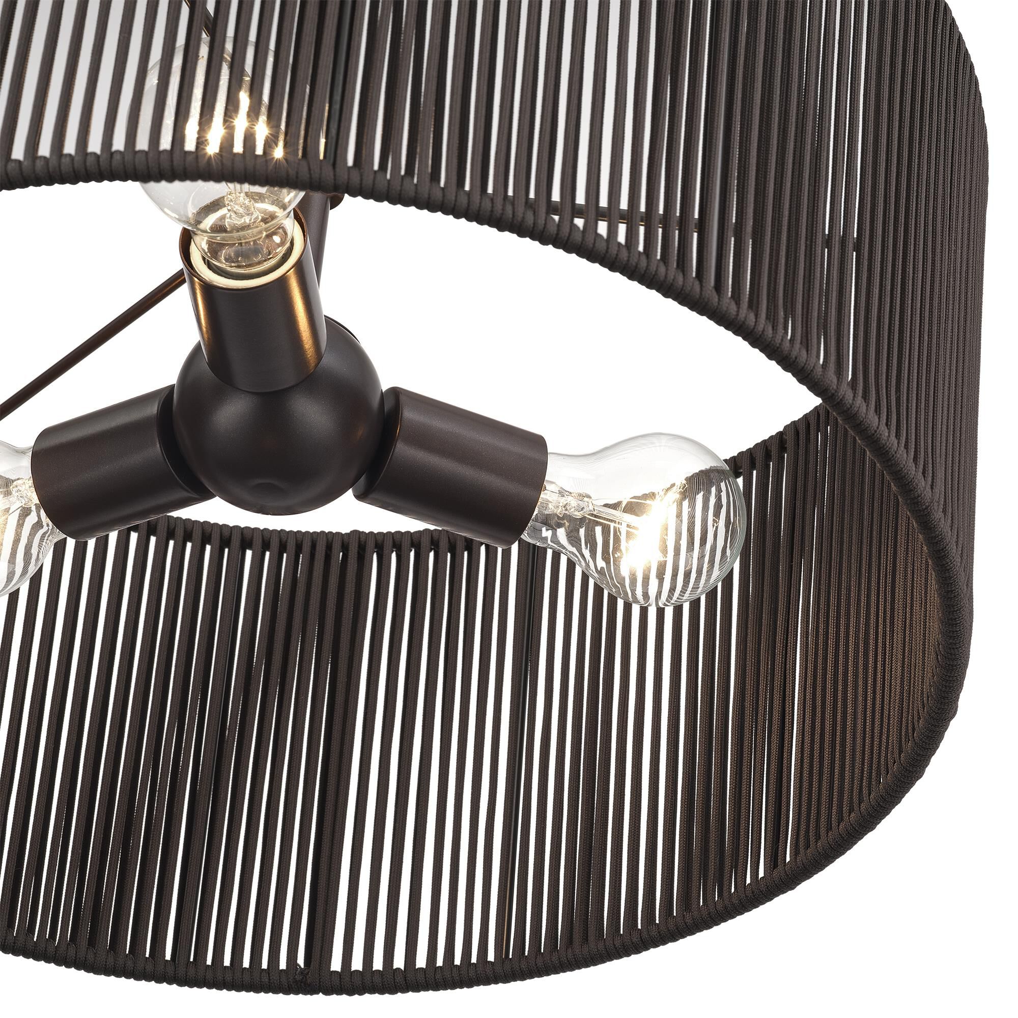 Shown in English Bronze finish and Hand-Woven Dark Chocolate Color Polyester Rope shade
