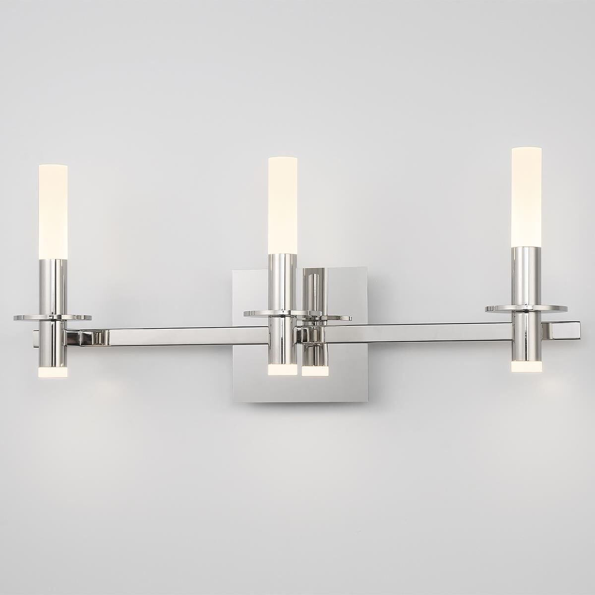 Shown in Polished Nickel finish and Frosted White Acrylic glass