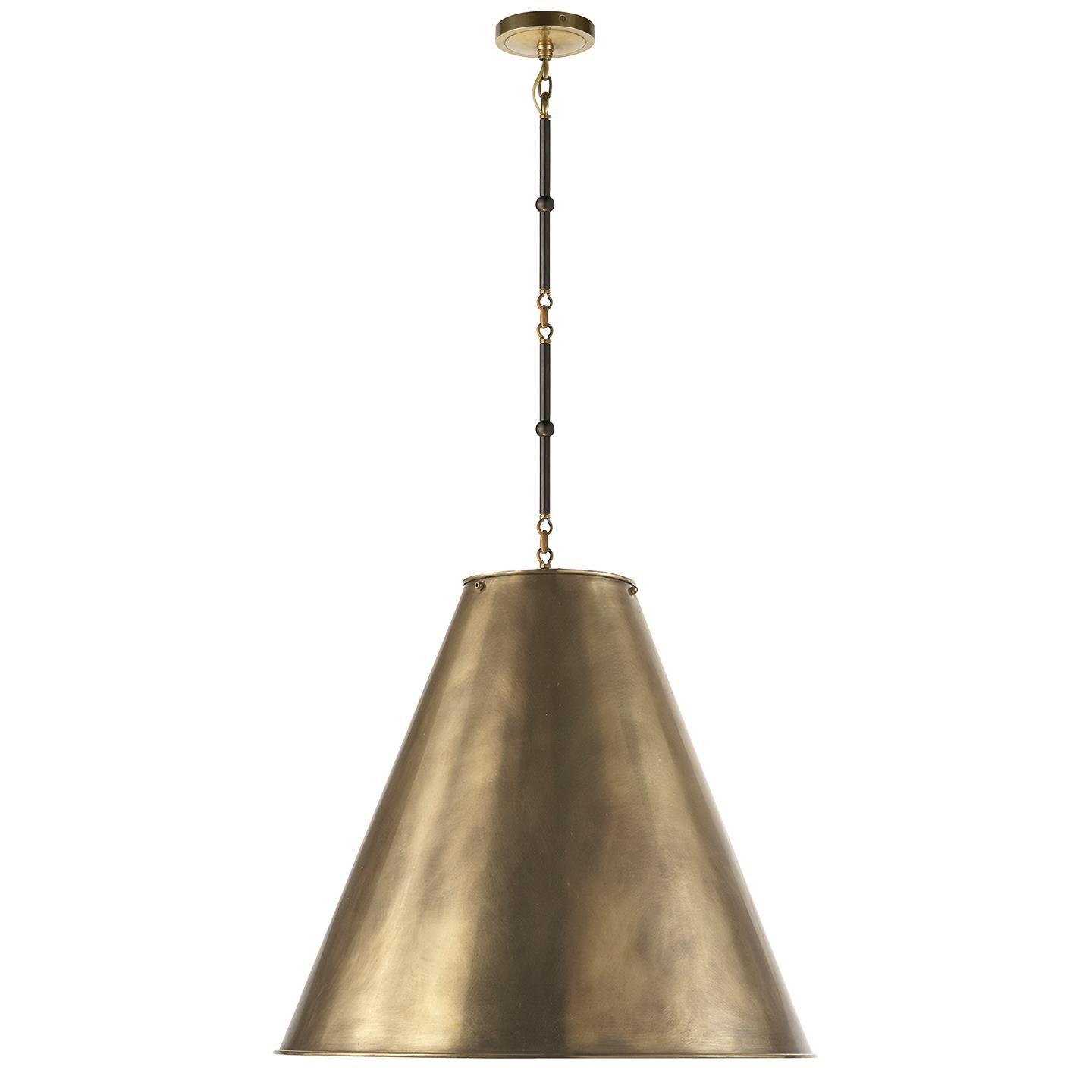 Shown in Bronze With Antique Brass finish and Antique Brass shade