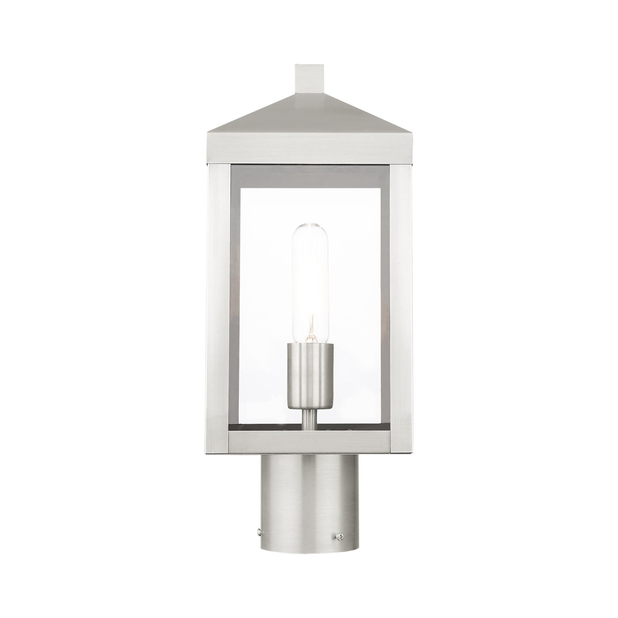 Shown in Brushed Nickel finish and Clear glass and Clear Glass shade