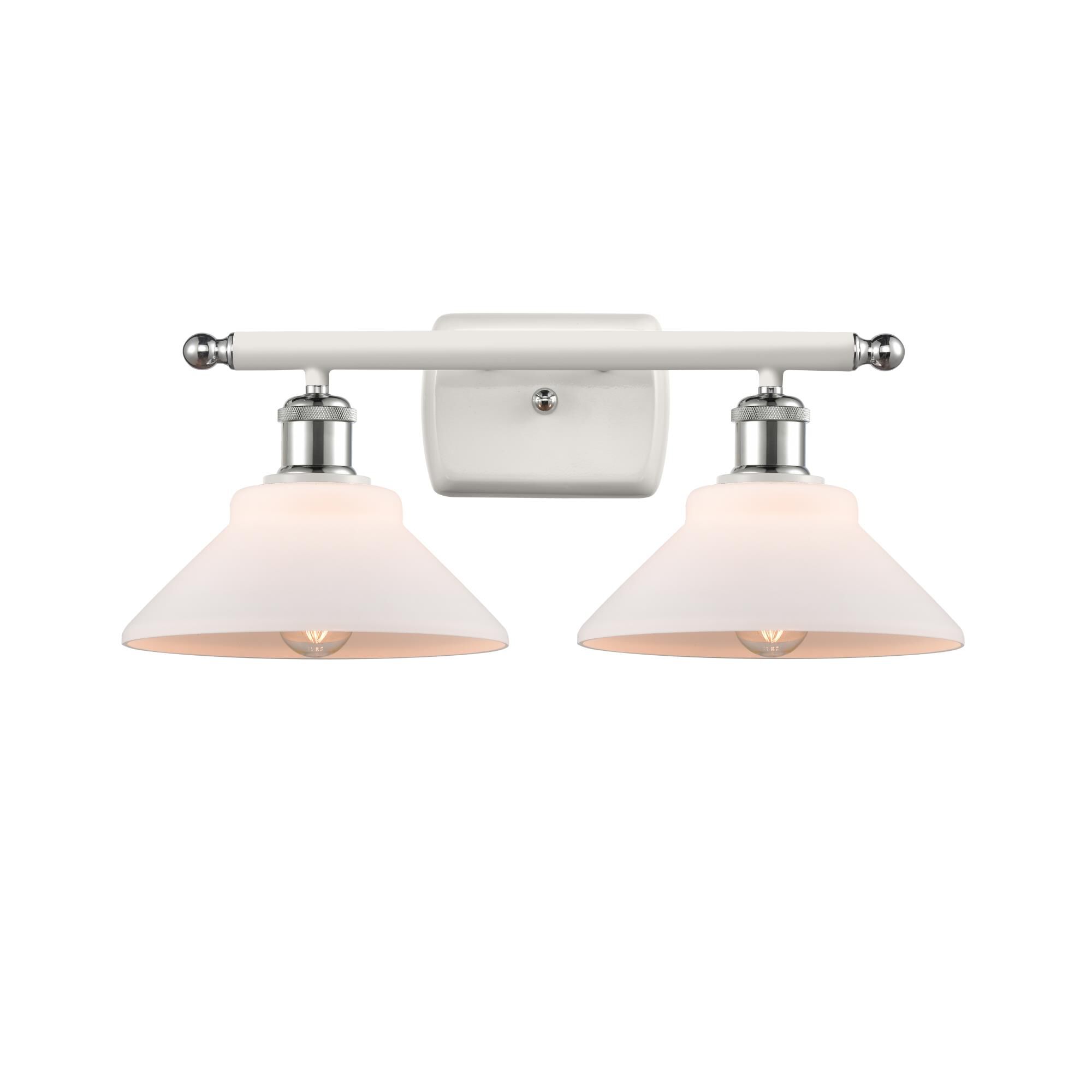 Shown in White And Polished Chrome finish and Matte White glass