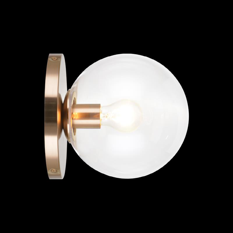 Shown in Aged Gold Brass finish and Clear glass