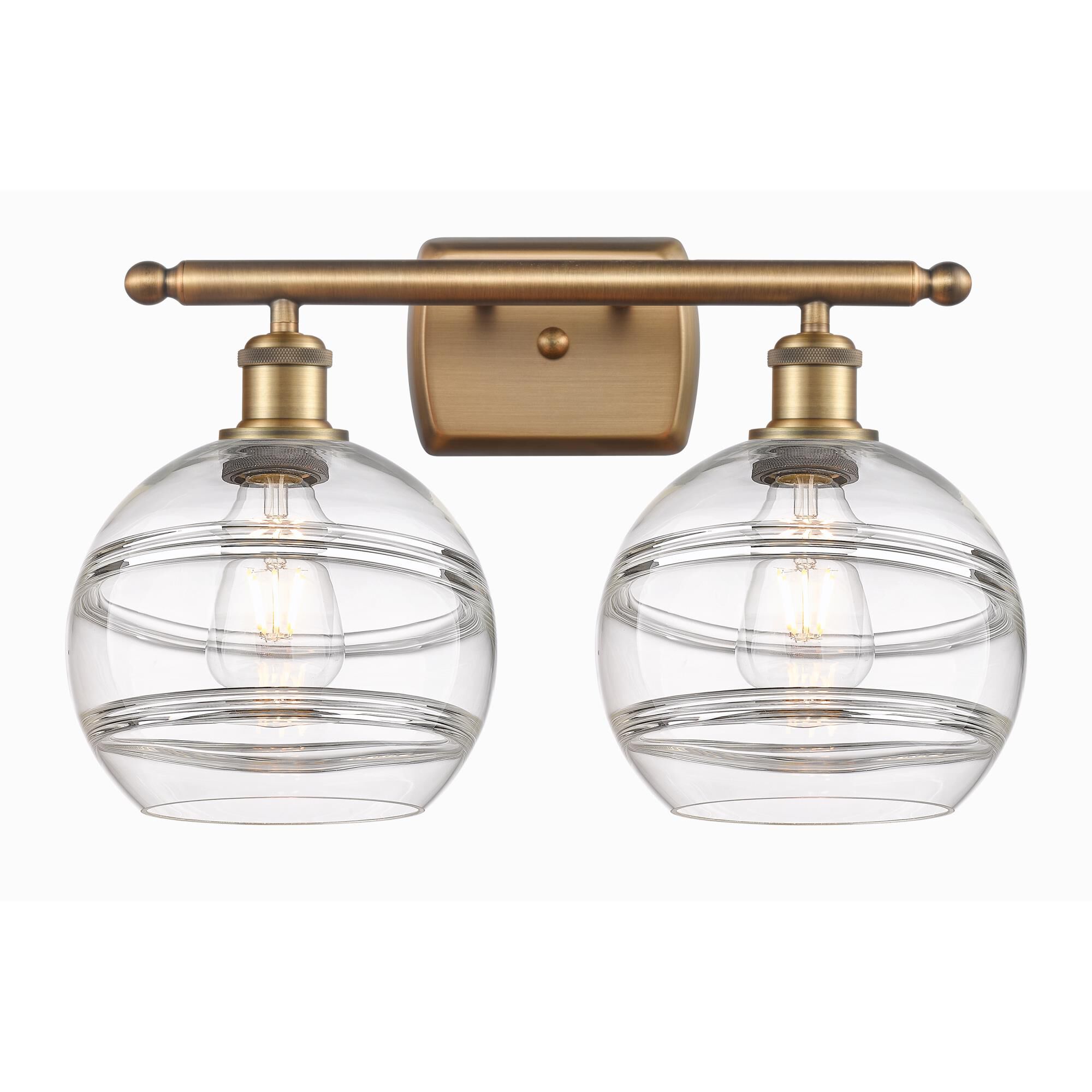 Shown in Brushed Brass finish and Clear glass