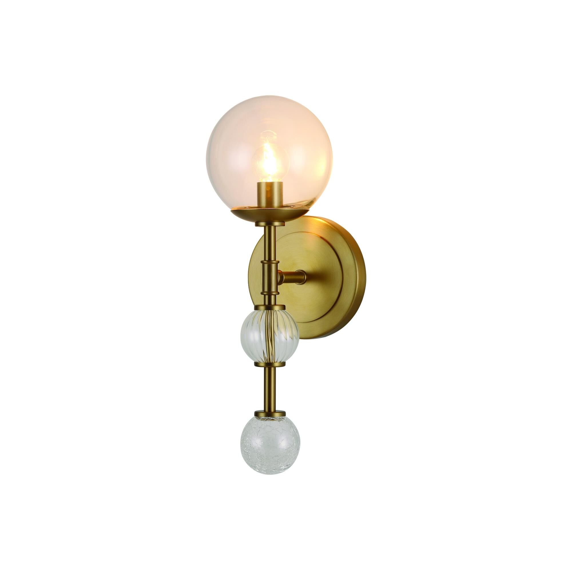 Shown in Gold finish and Clear  glass
