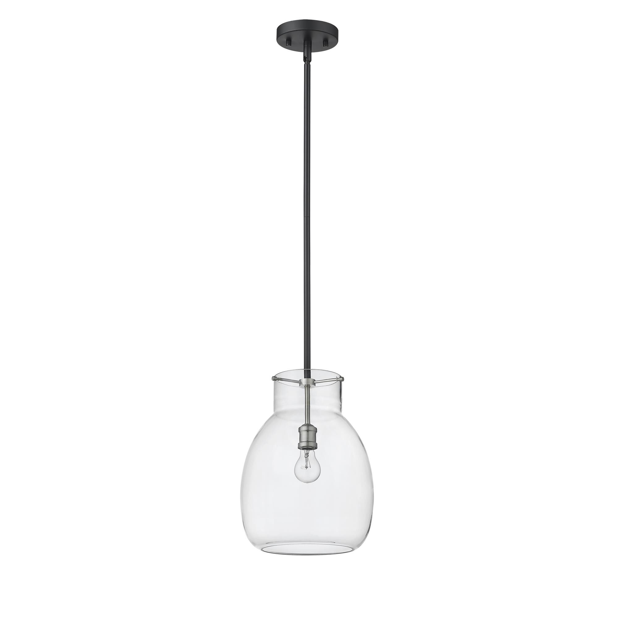 Shown in Matte Black + Brushed Nickel finish and Glass shade