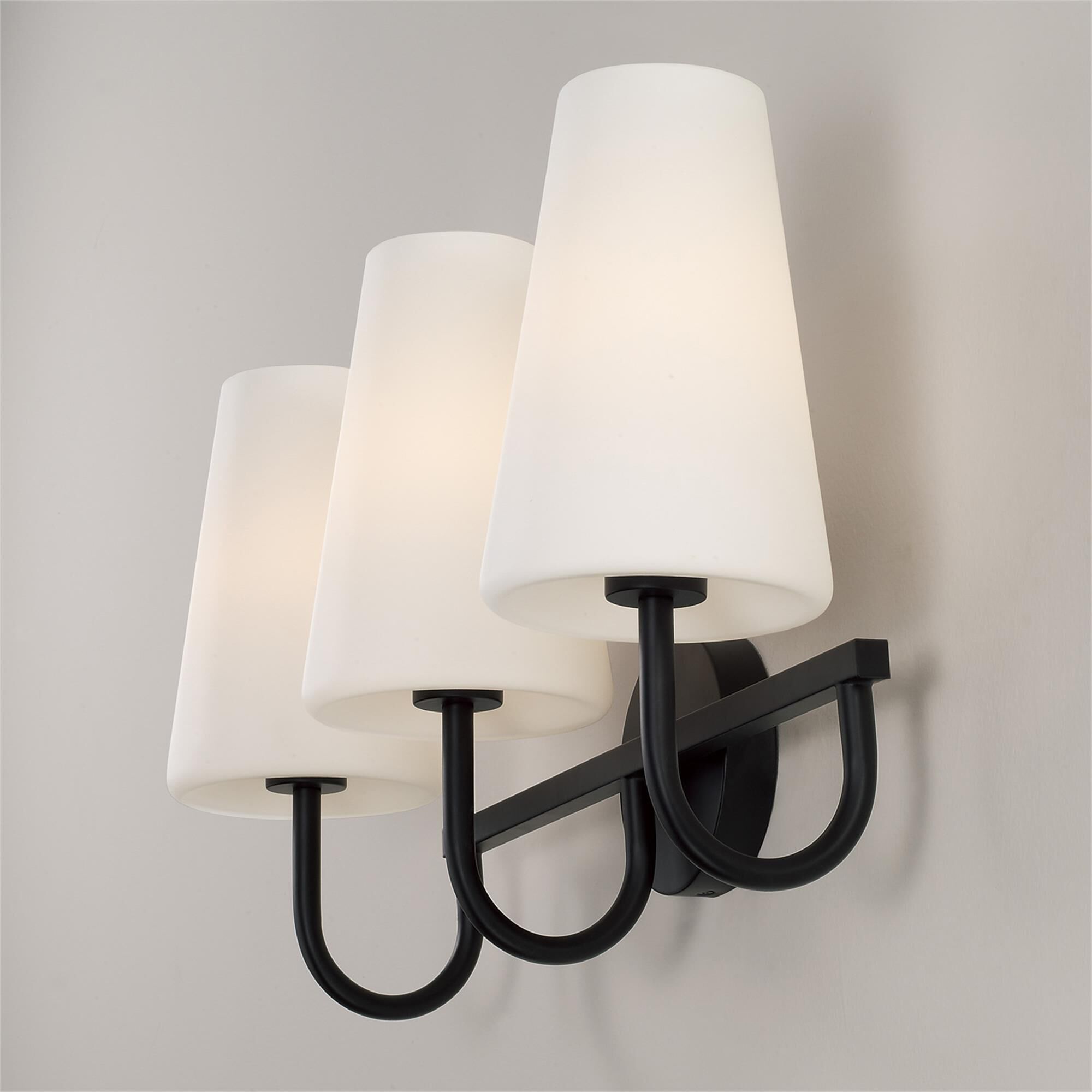 Shown in Matte Black finish and Soft White glass