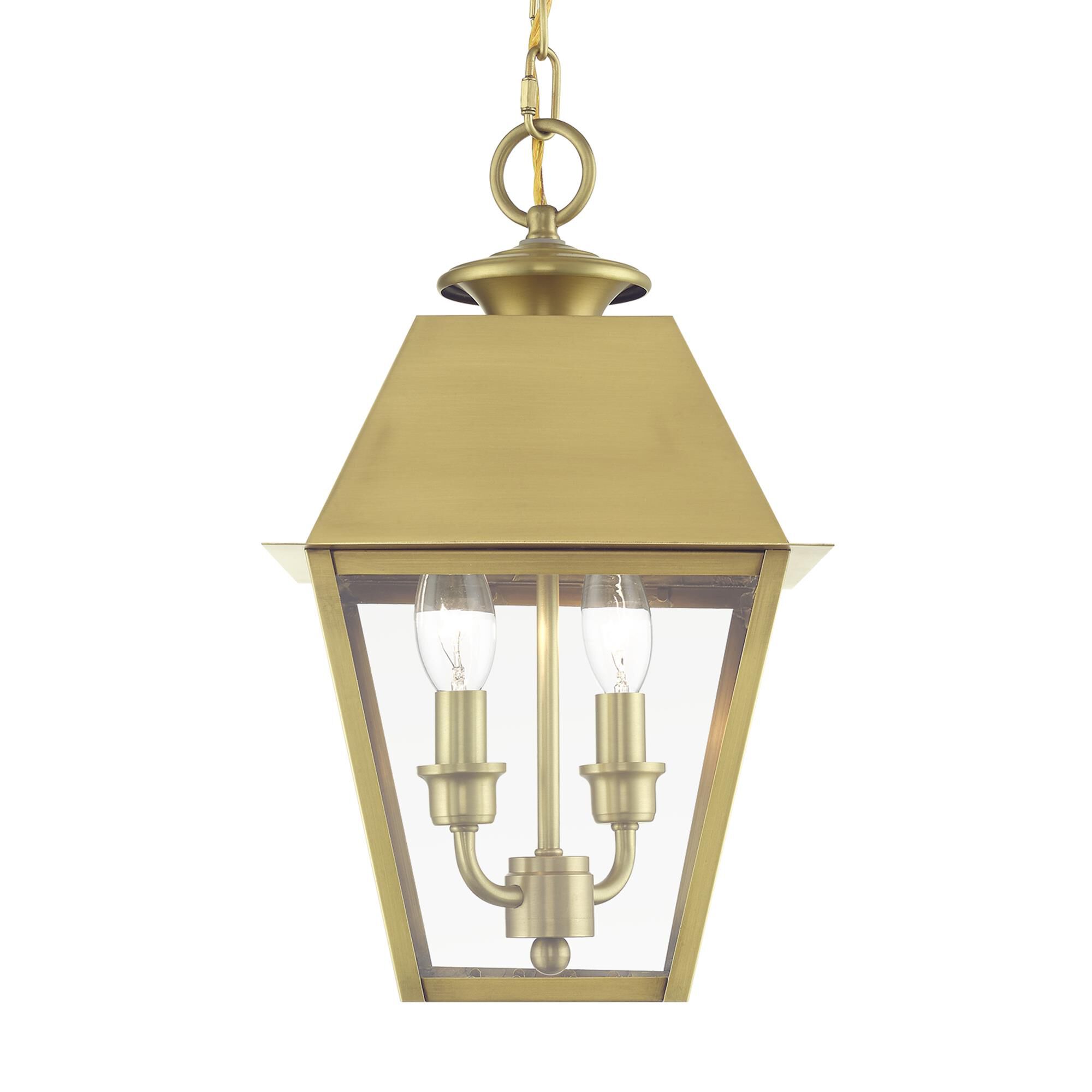 Shown in Natural Brass finish and Clear glass