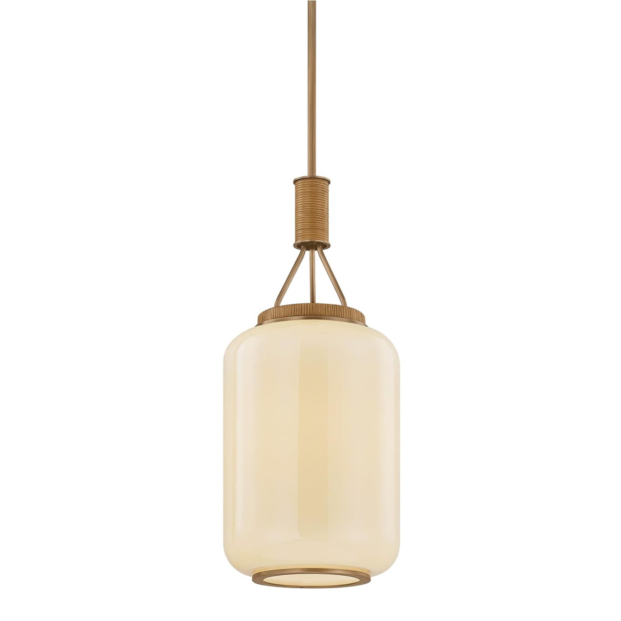 Shown in Patina Brass finish and Cream Opal shade