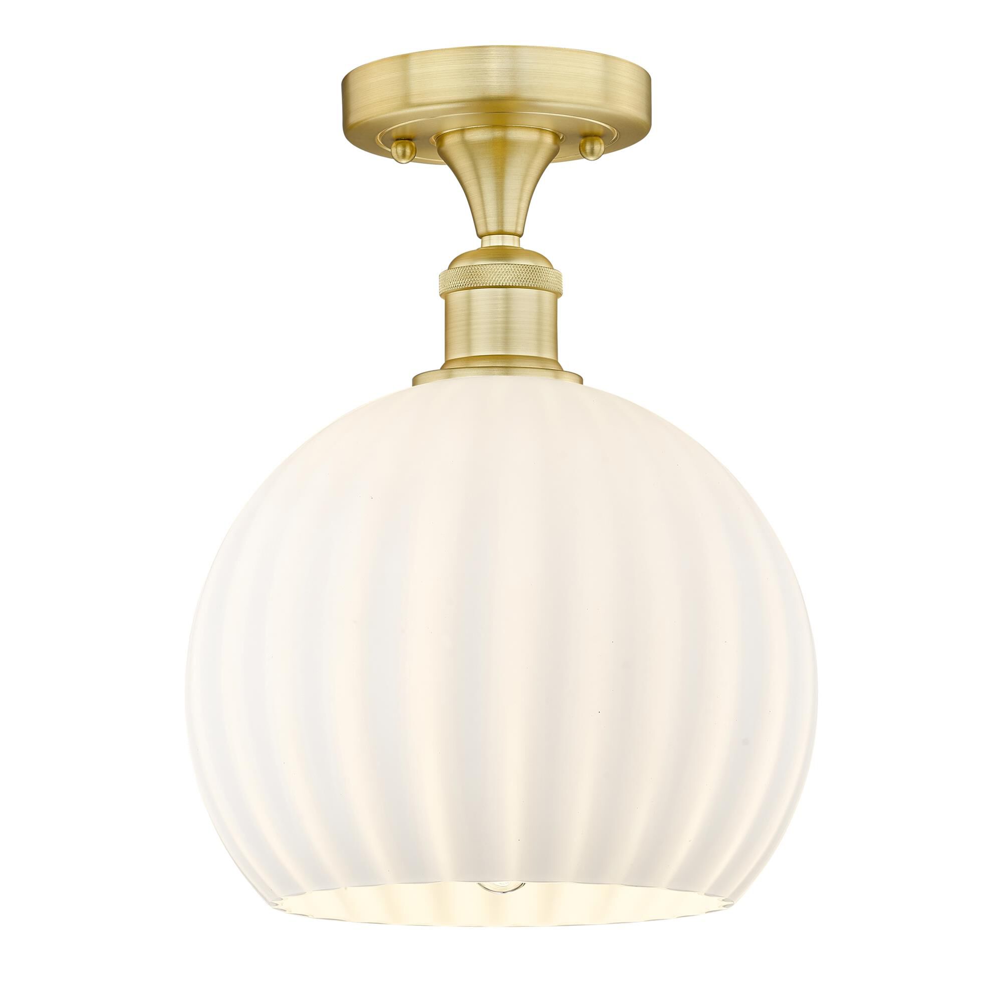 Shown in Satin Gold finish and White Venetian glass